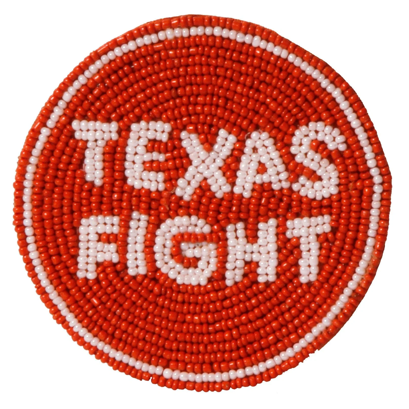 Texas Hook 'em Beaded Button in Burnt Orange and White by Desden