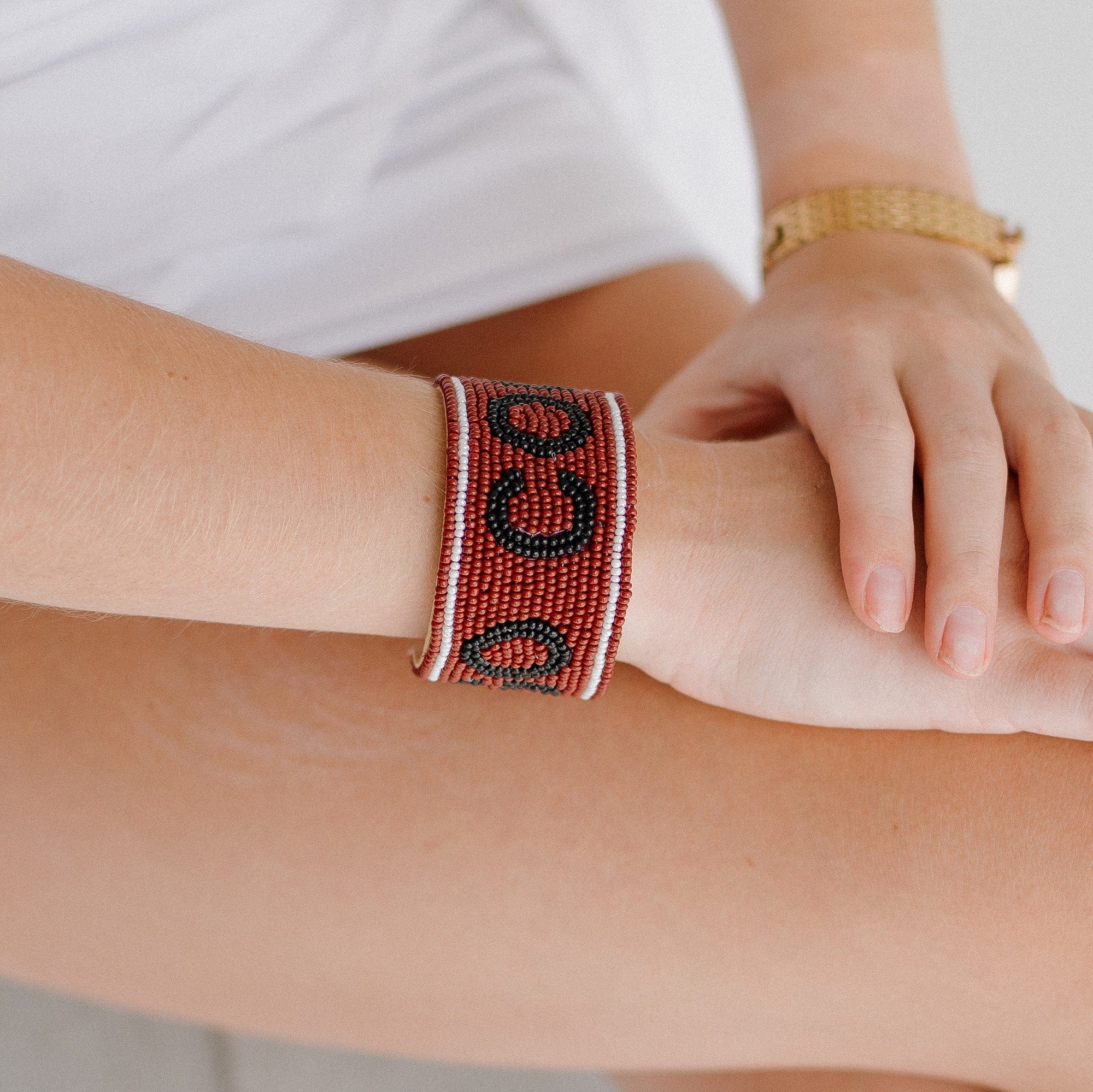 South Carolina Gamecocks Beaded Cuff in Garnet and Black by Desden - Image 5
