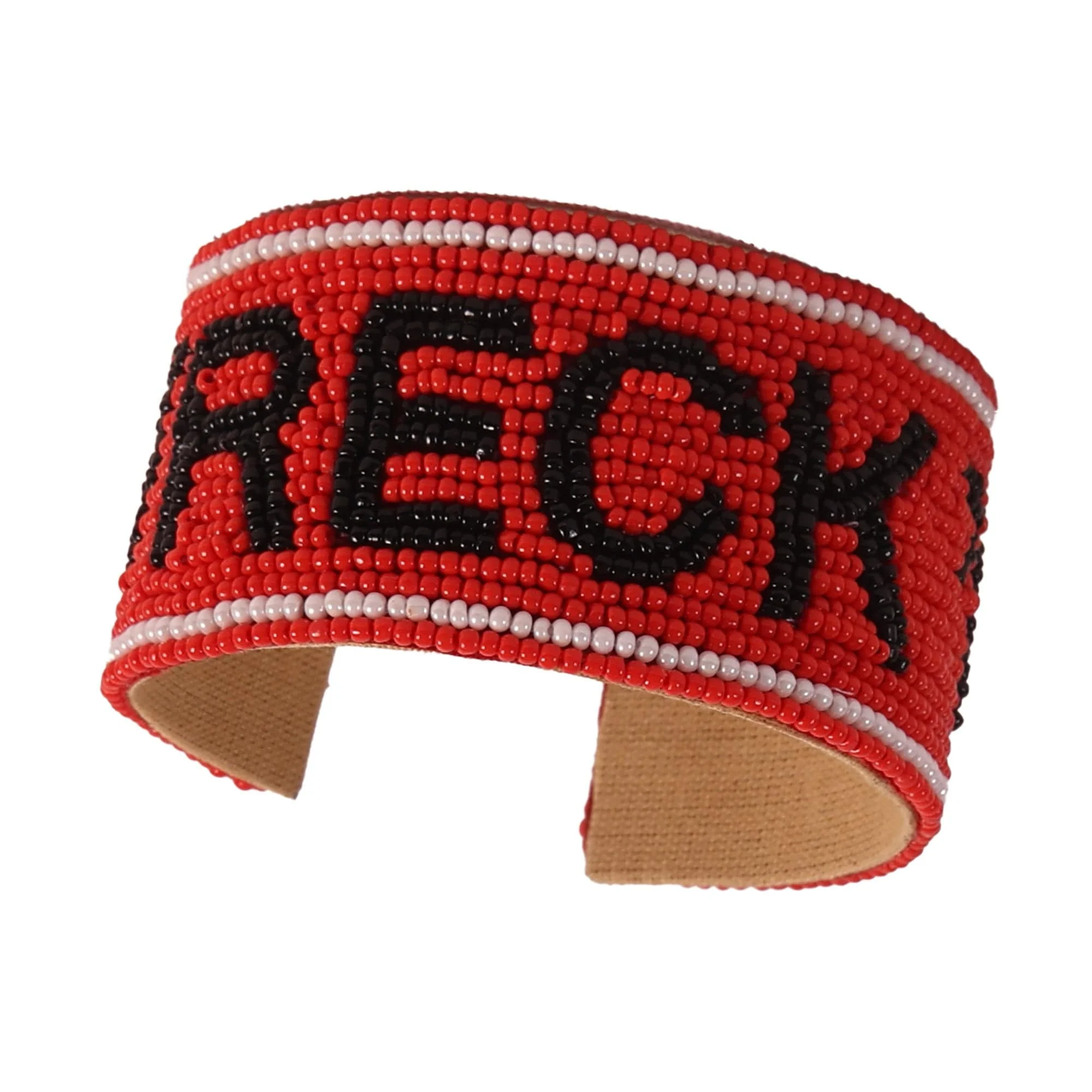 Texas Tech Wreck 'Em Beaded Cuff in Red and Black by Desden
