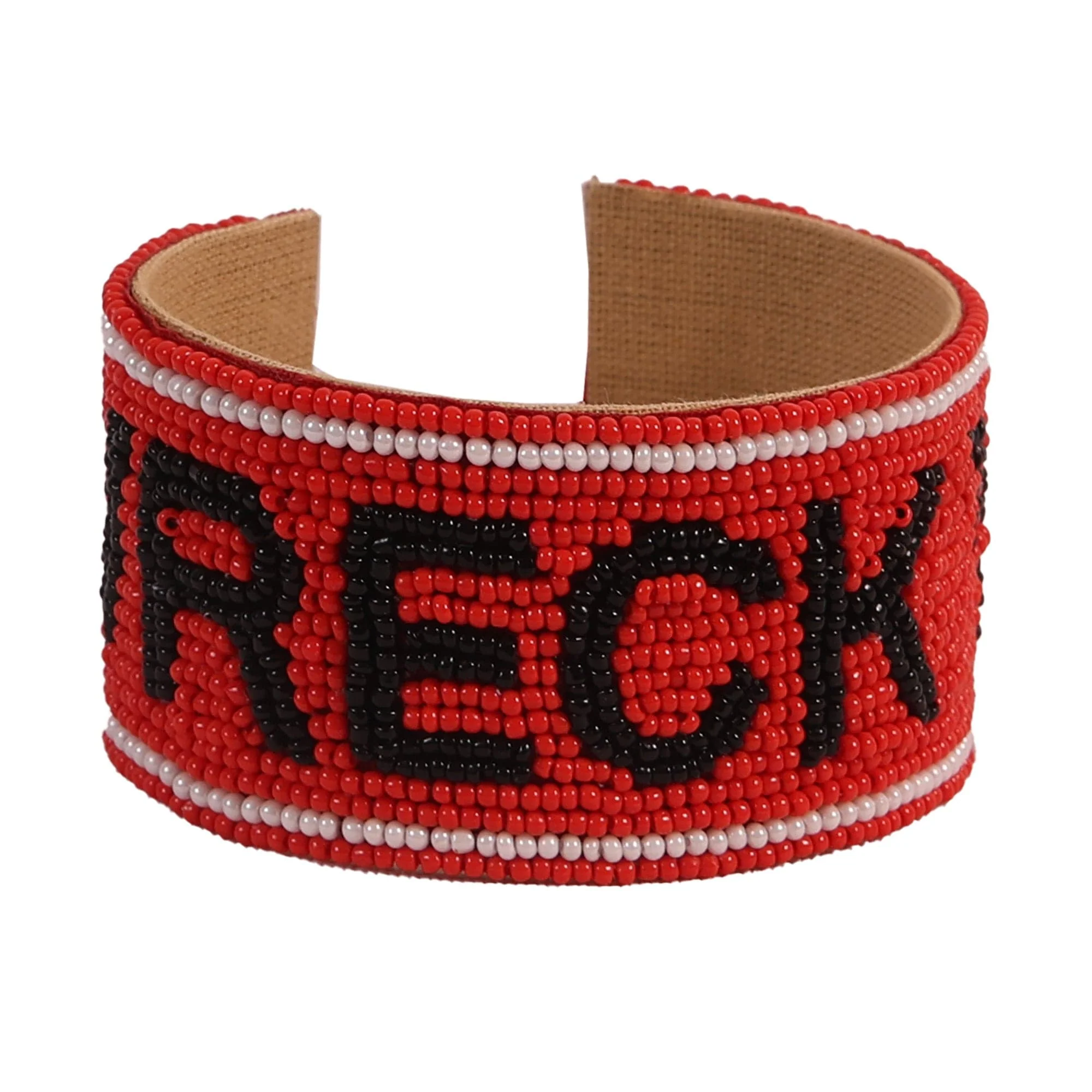 Texas Tech Wreck 'Em Beaded Cuff in Red and Black by Desden - Image 3