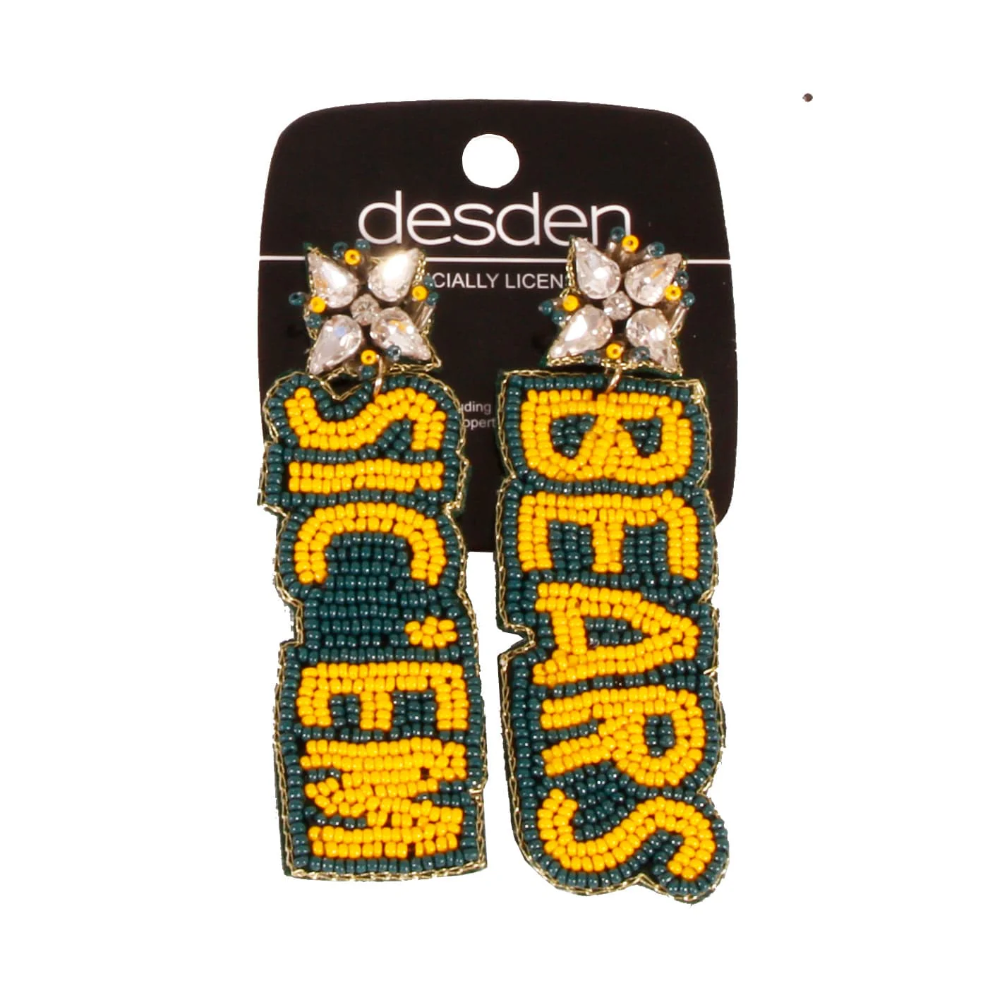 Baylor Sic 'em Bears Beaded Earrings in Green and Gold by Desden - Image 4