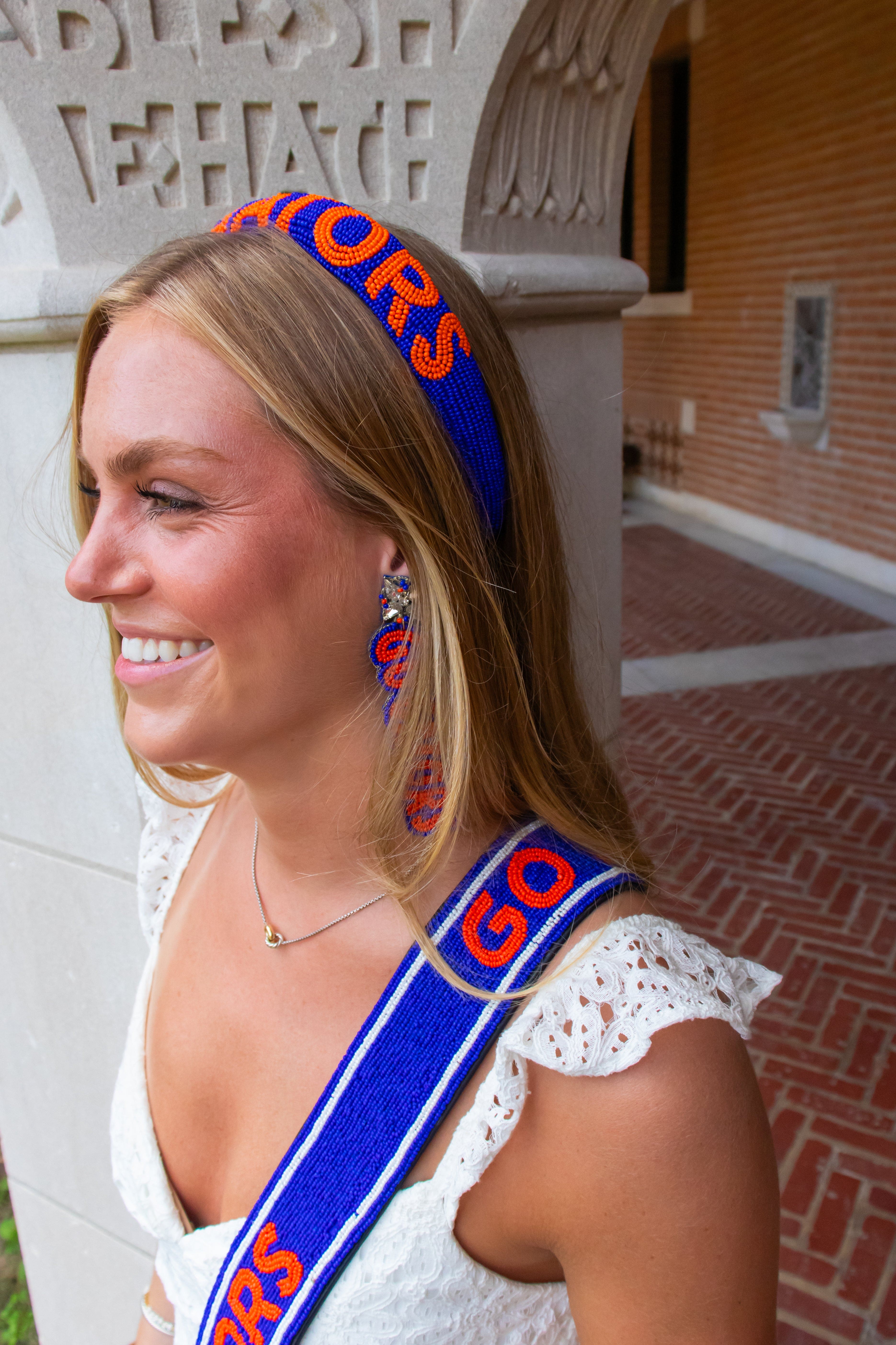 Florida Go Gators Beaded Earrings in Royal and Orange by Desden - Image 4