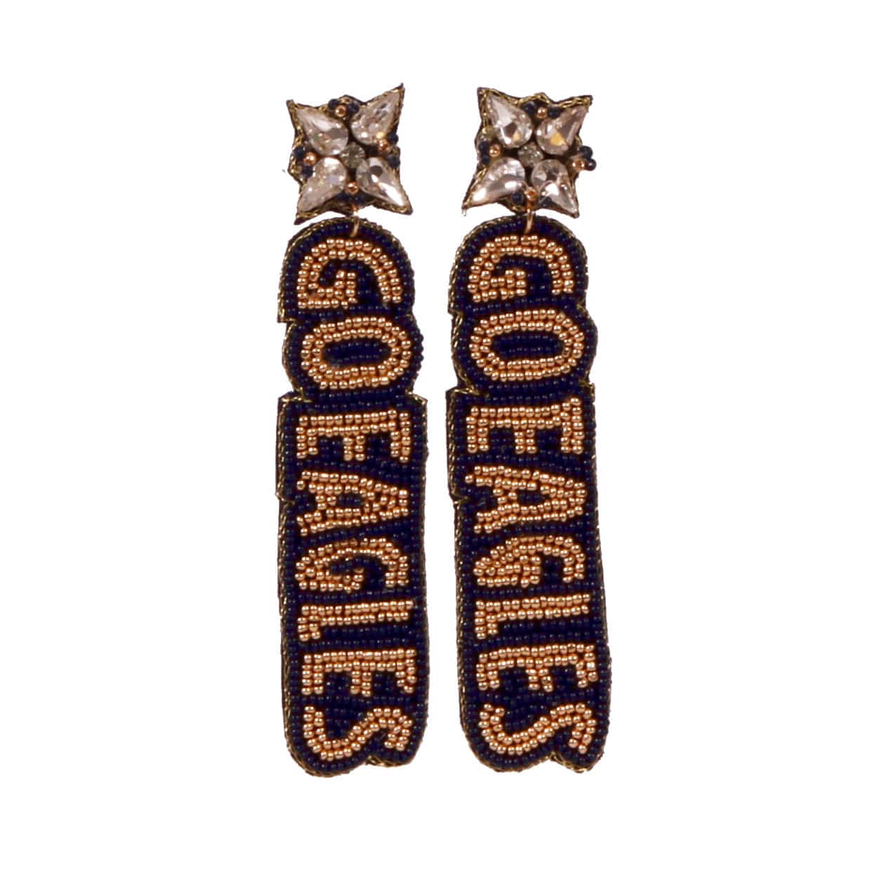 Georgia Southern Go Eagles Beaded Earrings in Navy and Gold  by Desden