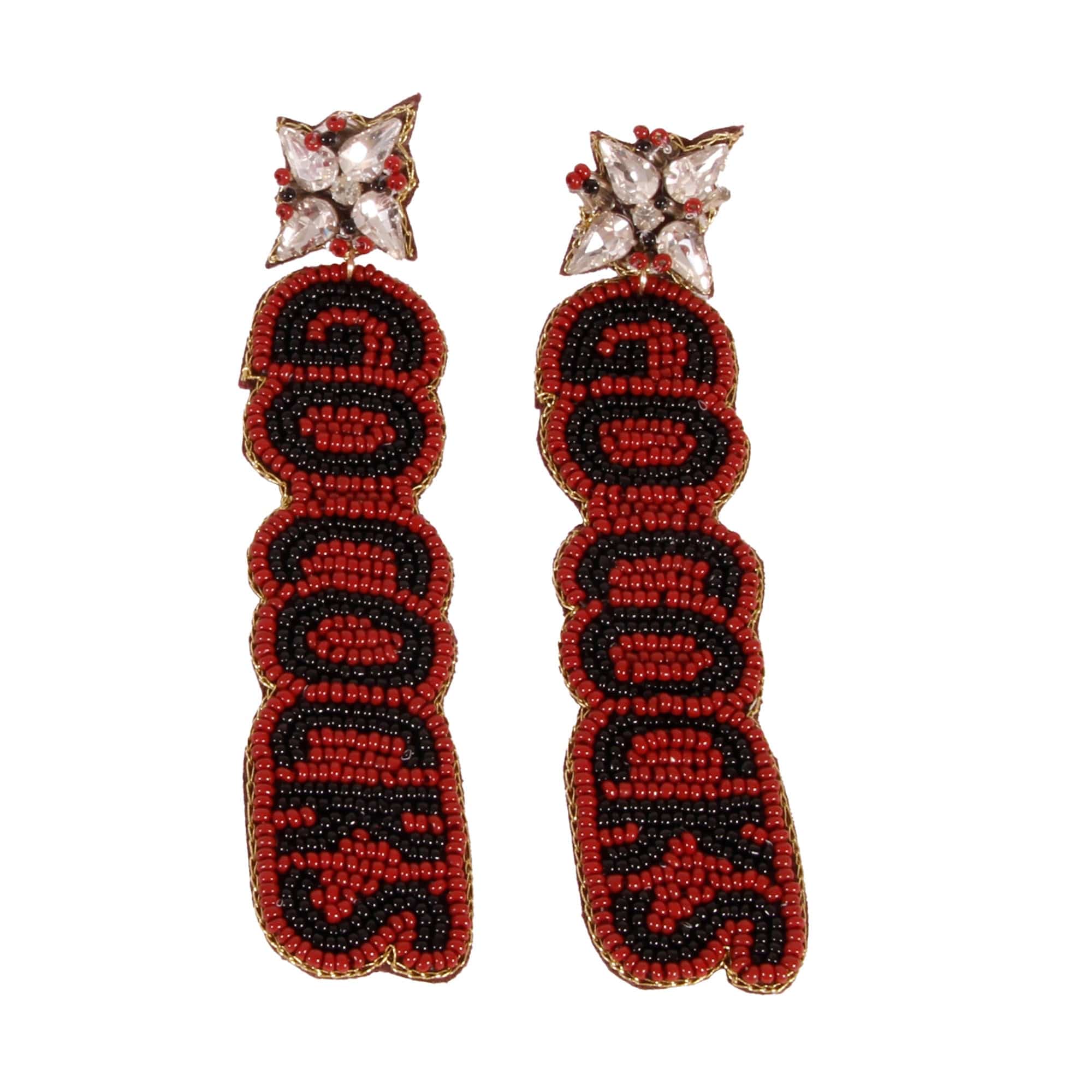 South Carolina Gamecocks Beaded Earrings in Garnet and White by Desden