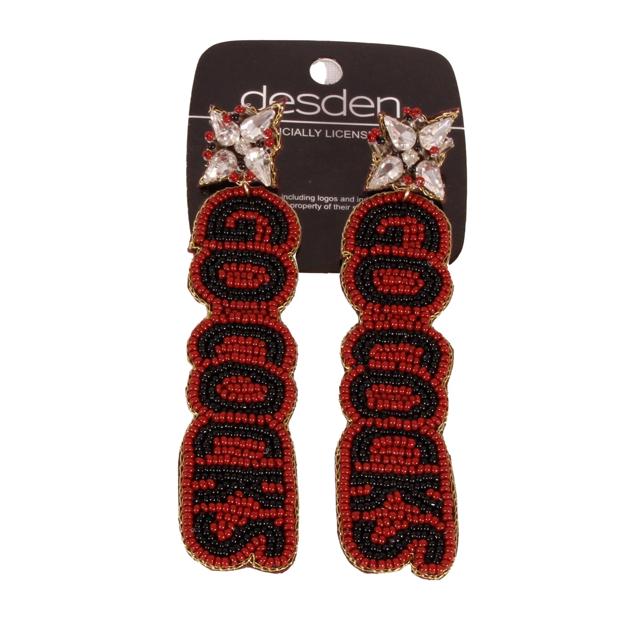 South Carolina Gamecocks Beaded Earrings in Garnet and White by Desden - Image 2