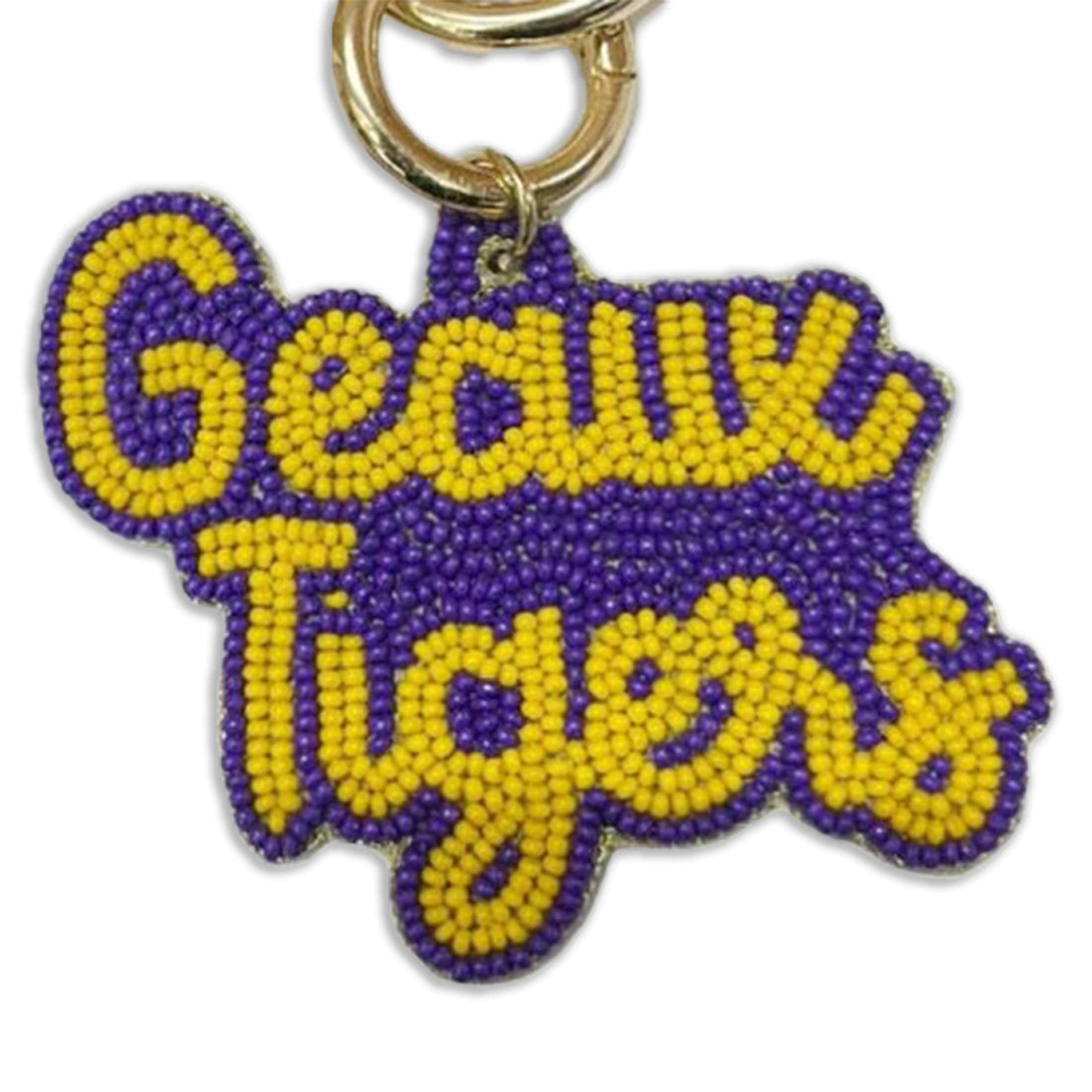 Beaded Purse Charm – LSU Tigers
