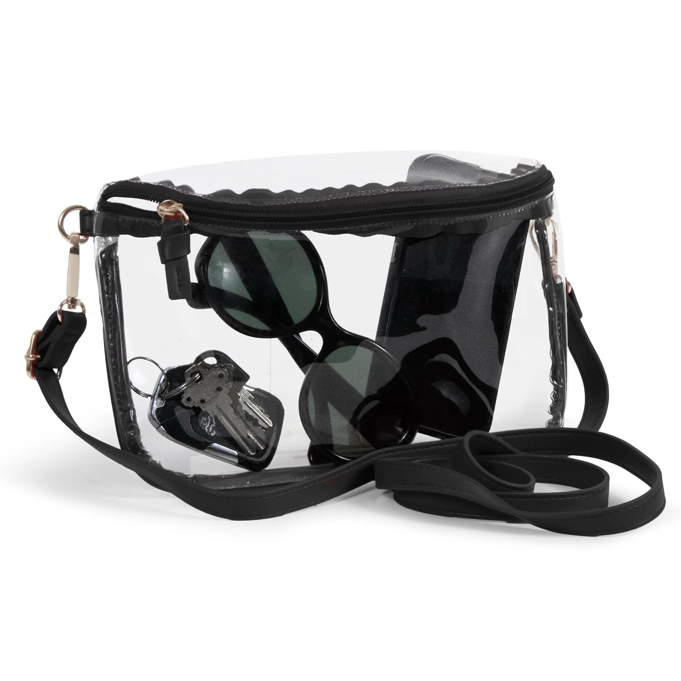Black Trimmed Clear Sling Purse by Desden