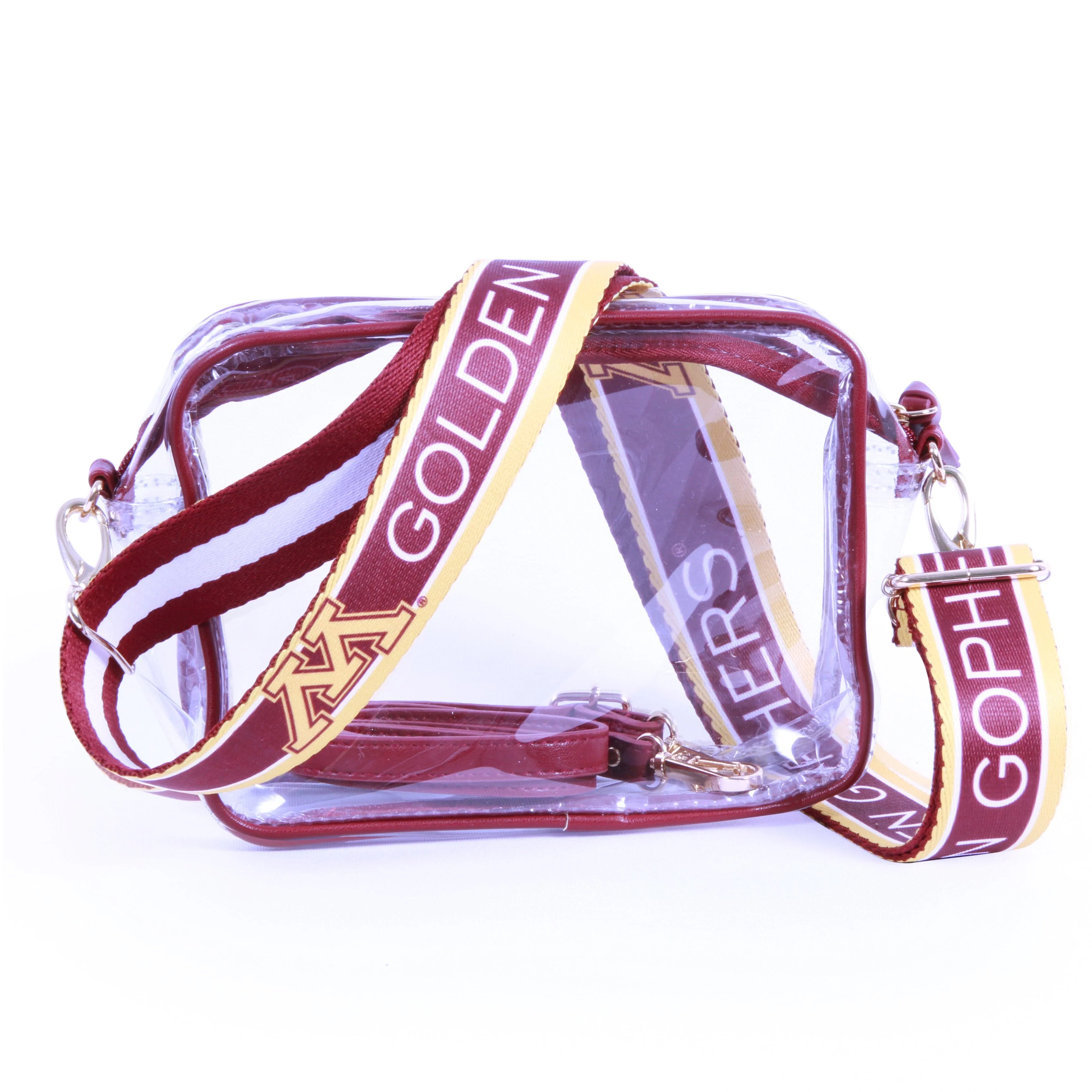 Bridget Clear Purse with Patterned Shoulder Straps - Minnesota