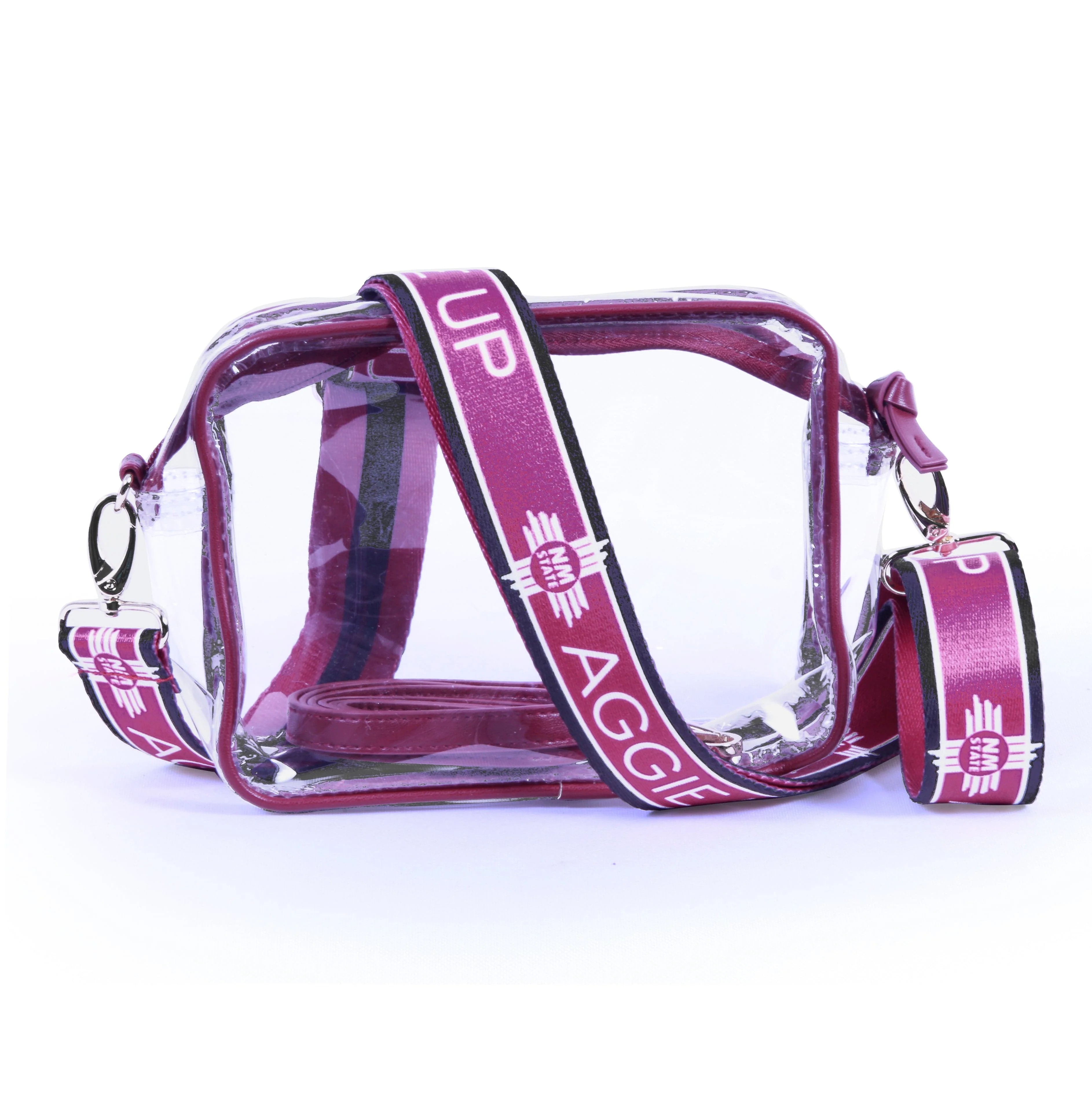 Bridget Clear Purse with Patterned Shoulder Straps - New Mexico State
