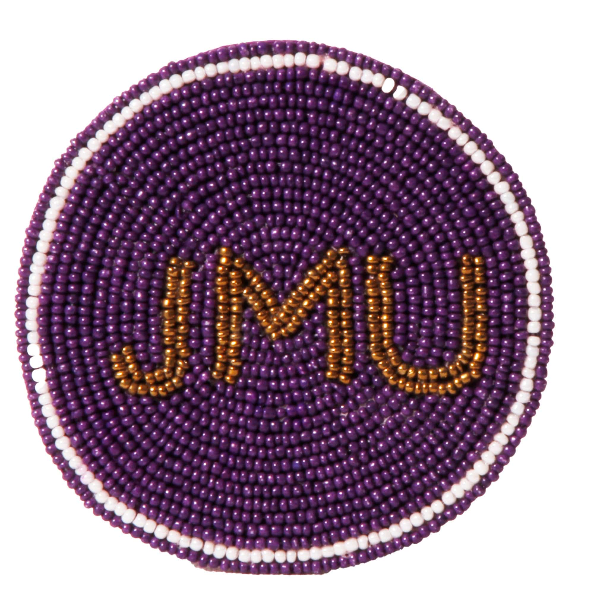 JMU Beaded Button in Purple and Gold by Desden