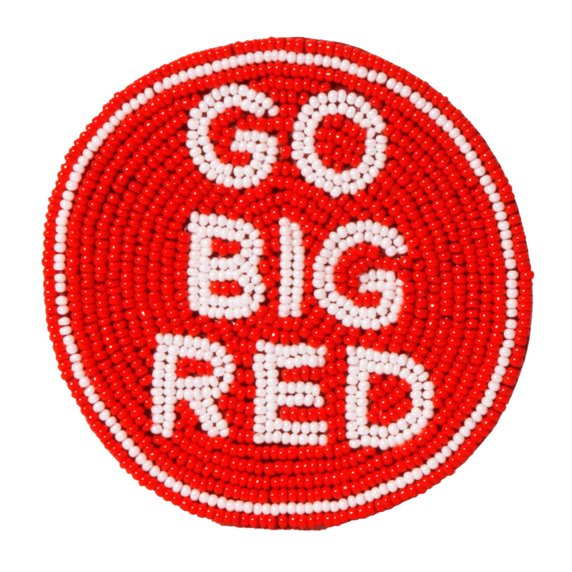 Nebraska Go Big Red Beaded Button in Red and White by Desden