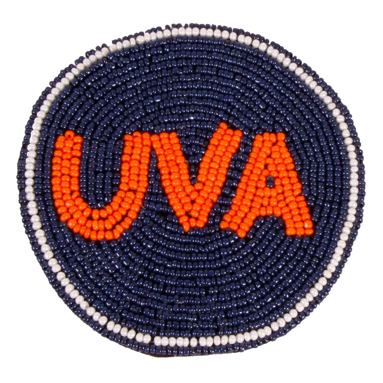 University of Virginia Beaded Button in Navy and Orange by Desden