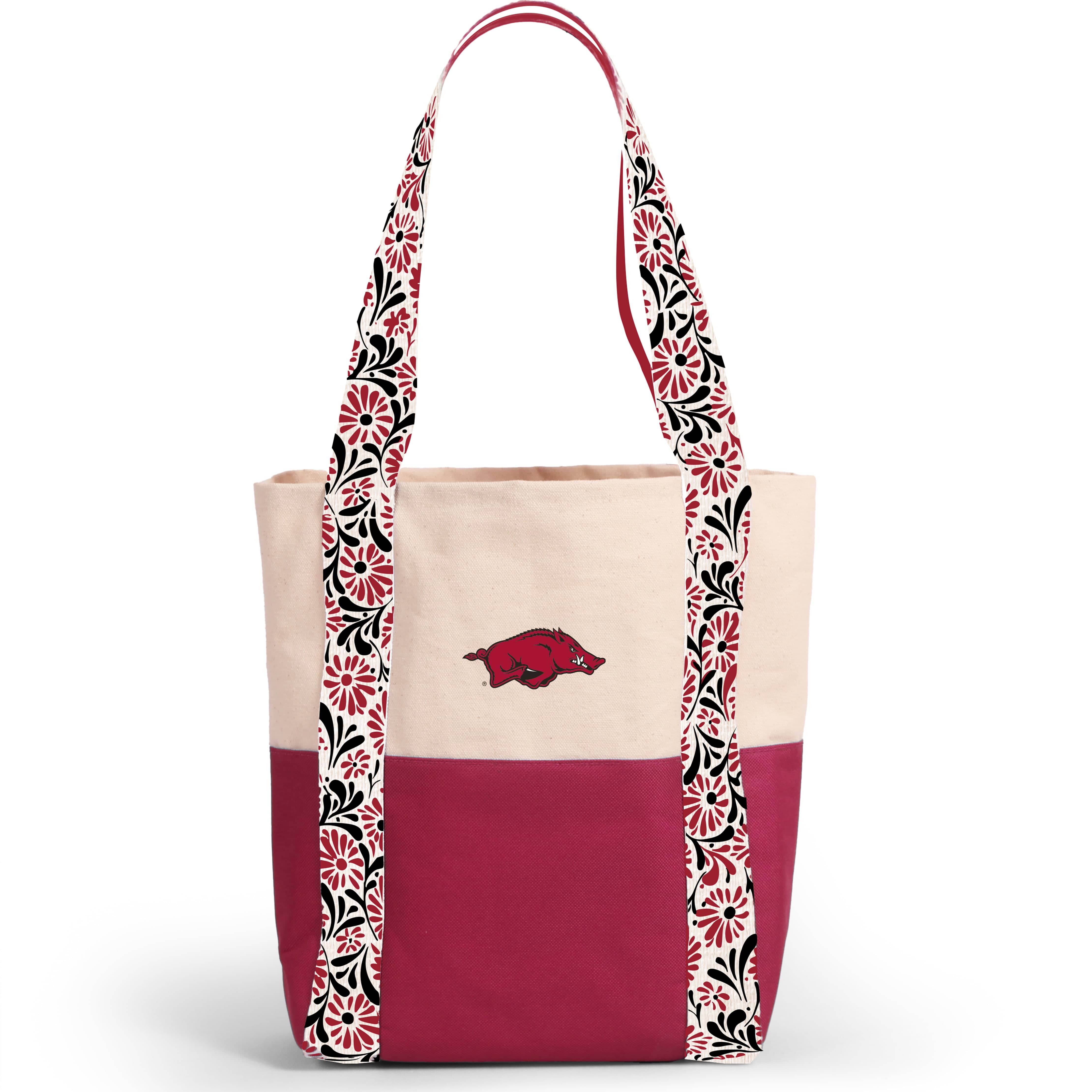 Canvas Mini Tote with Floral Straps – Arkansas Razorbacks