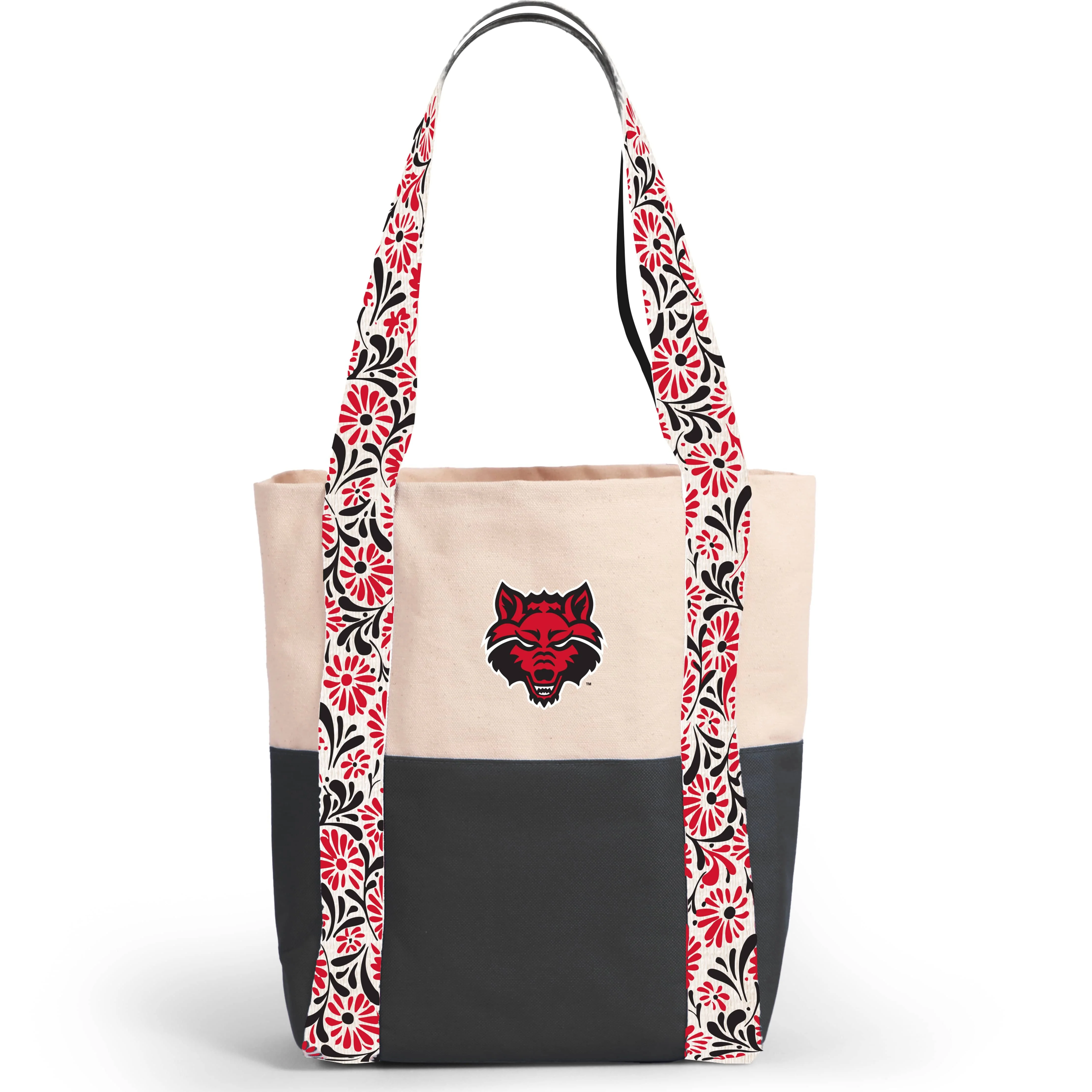 Canvas Mini Tote with Floral Straps – Arkansas State Red Wolves