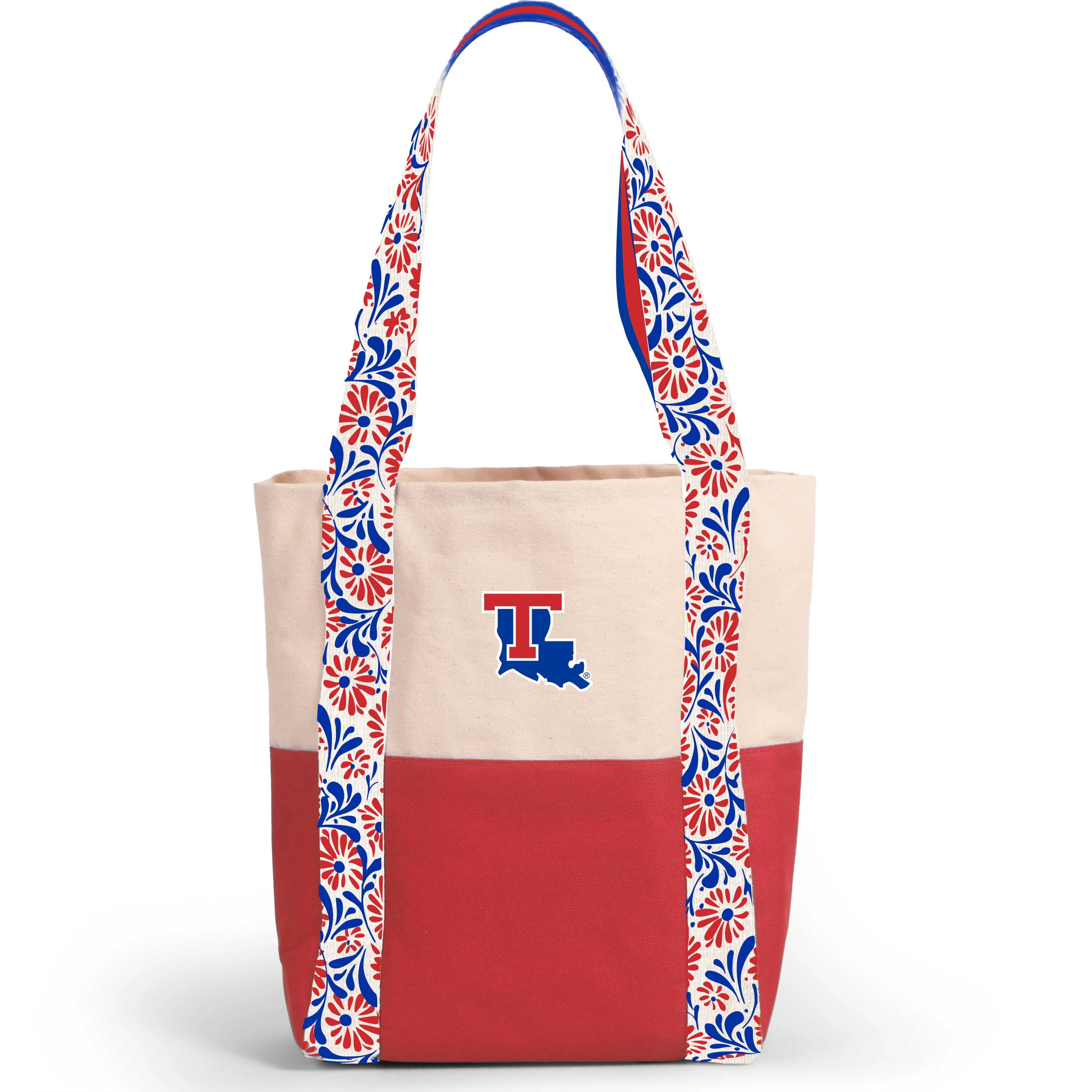 Canvas Mini Tote with Floral Straps – Louisiana Tech Bulldogs