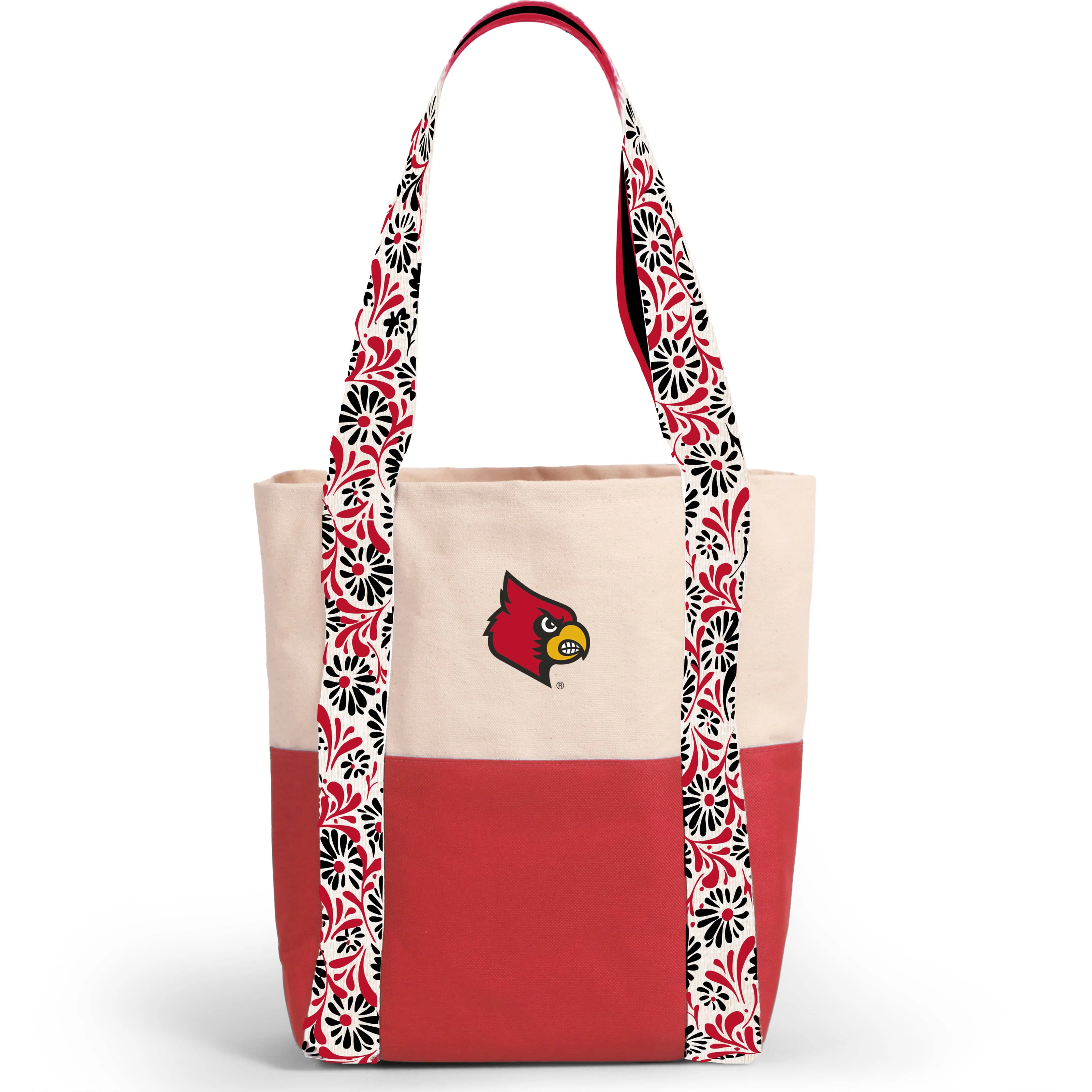 Canvas Mini Tote with Floral Straps – Louisville Cardinals