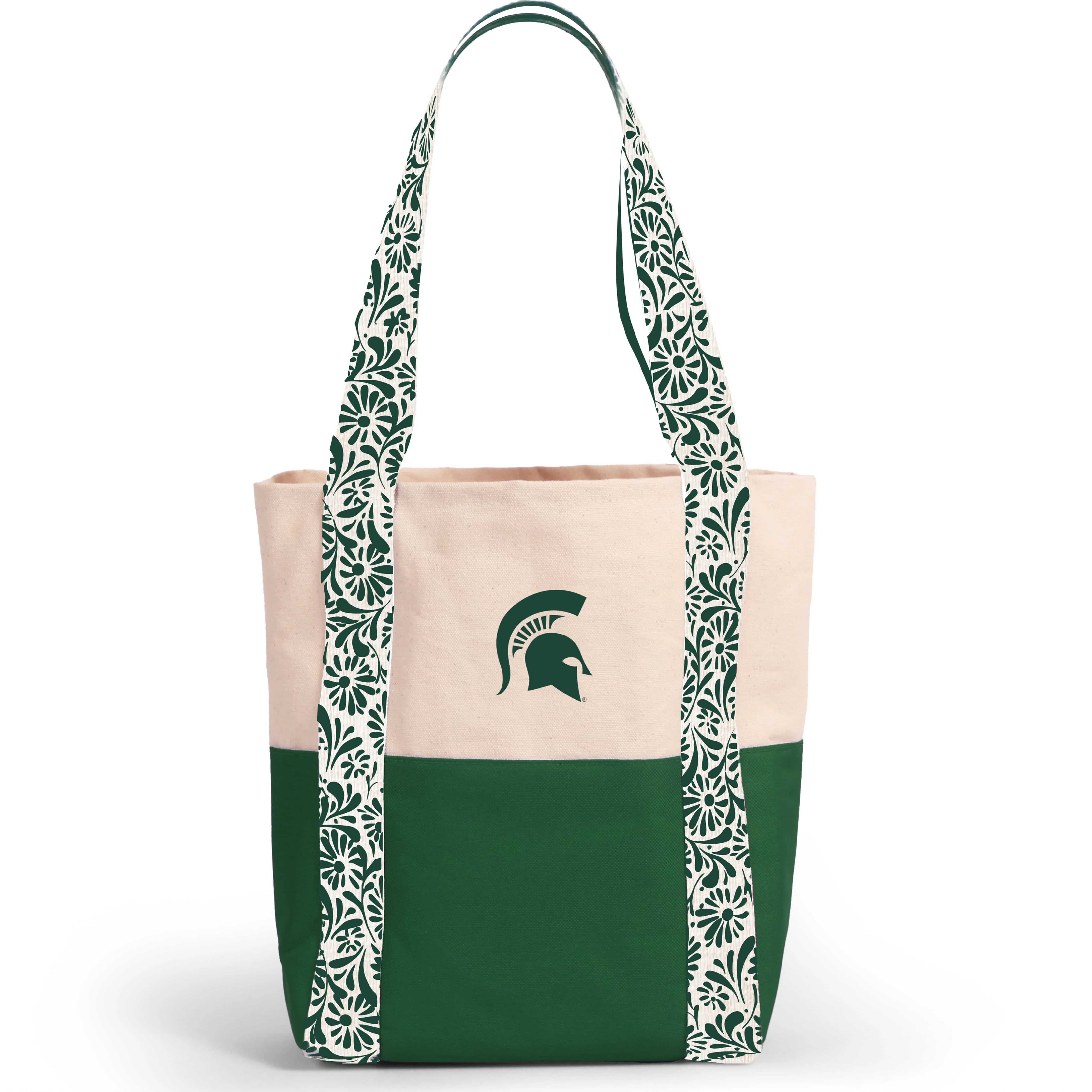 Canvas Mini Tote with Floral Straps – Michigan State Spartans