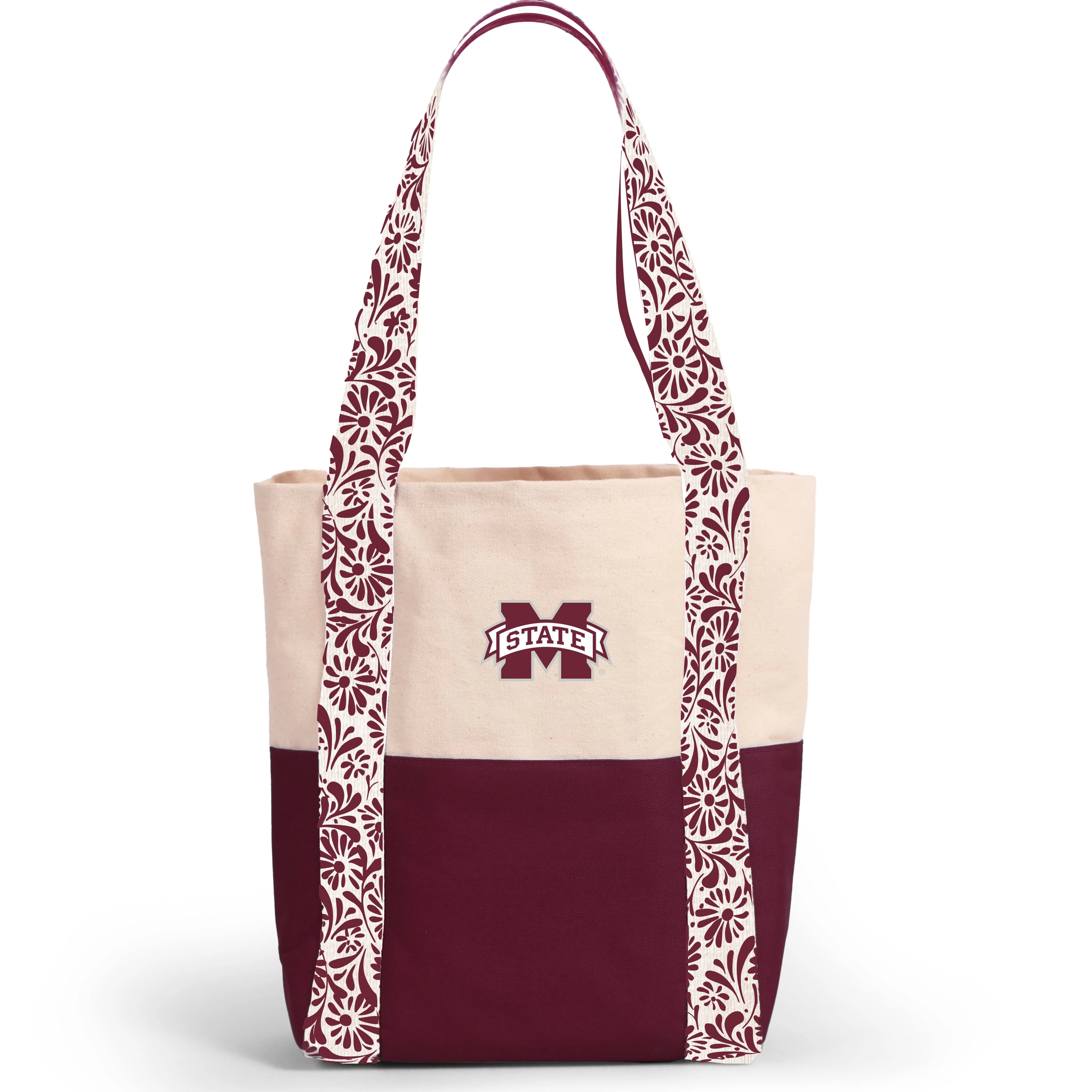 Canvas Mini Tote with Floral Straps – Mississippi State Bulldogs