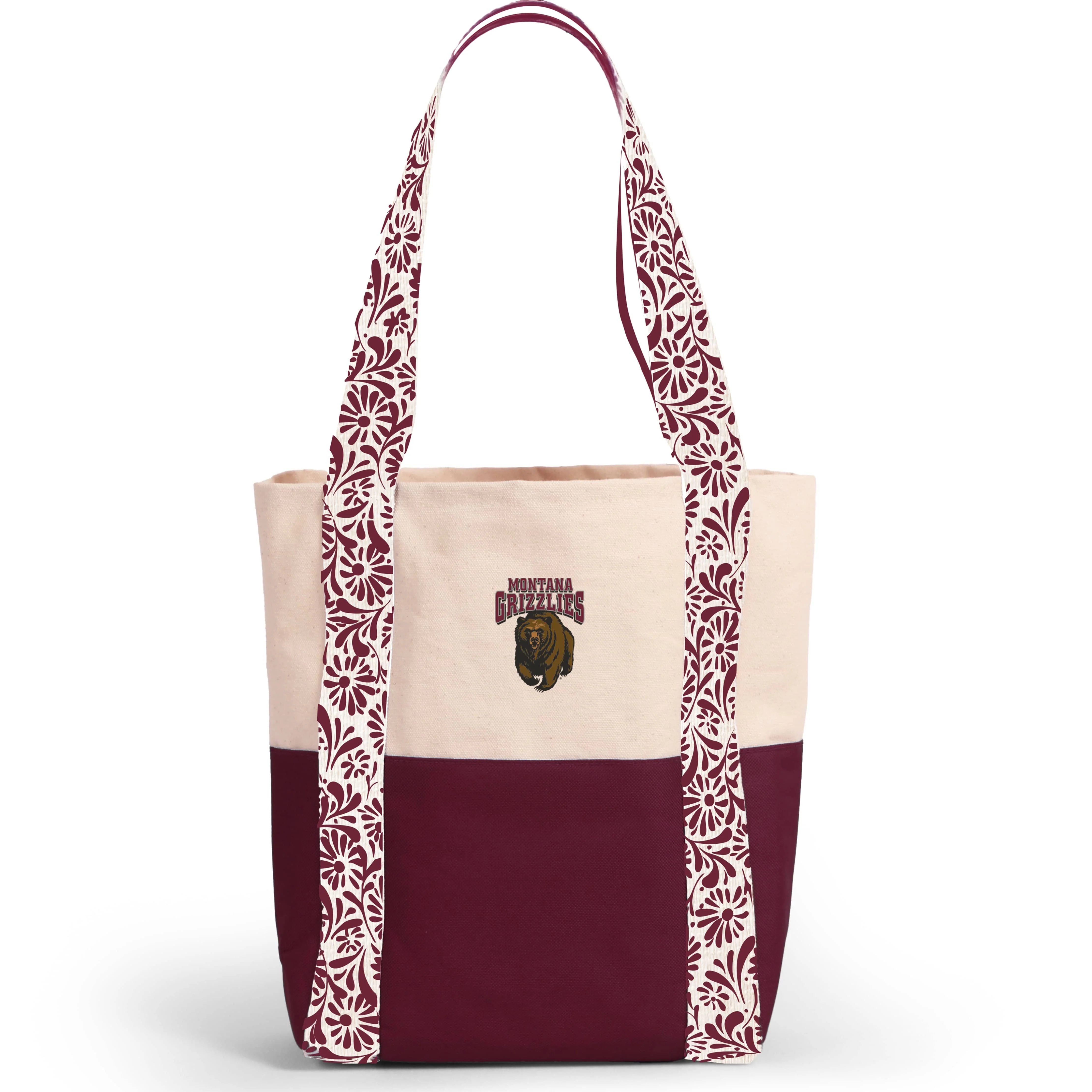 Canvas Mini Tote with Floral Straps – Montana Grizzlies