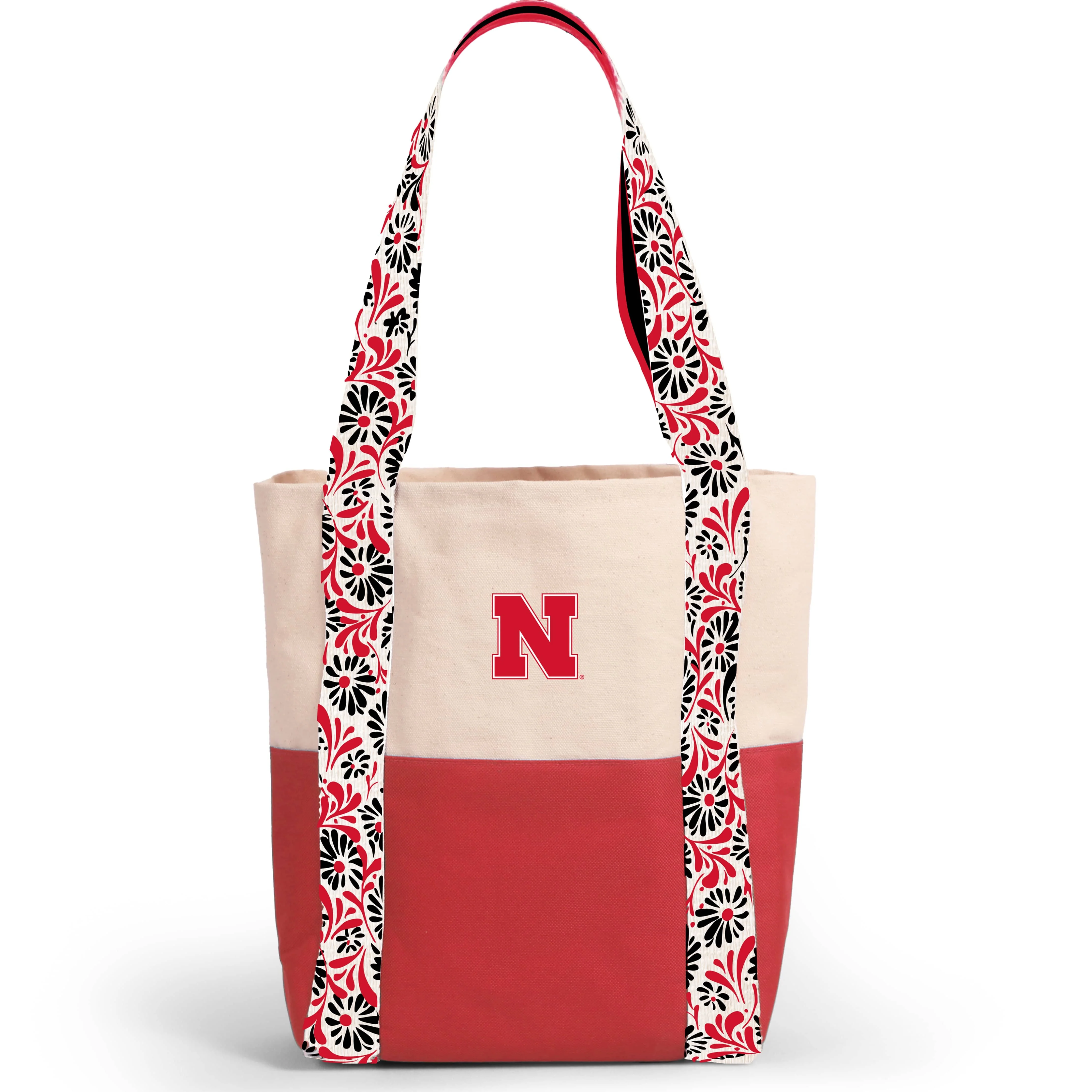 Canvas Mini Tote with Floral Straps – Nebraska Huskers