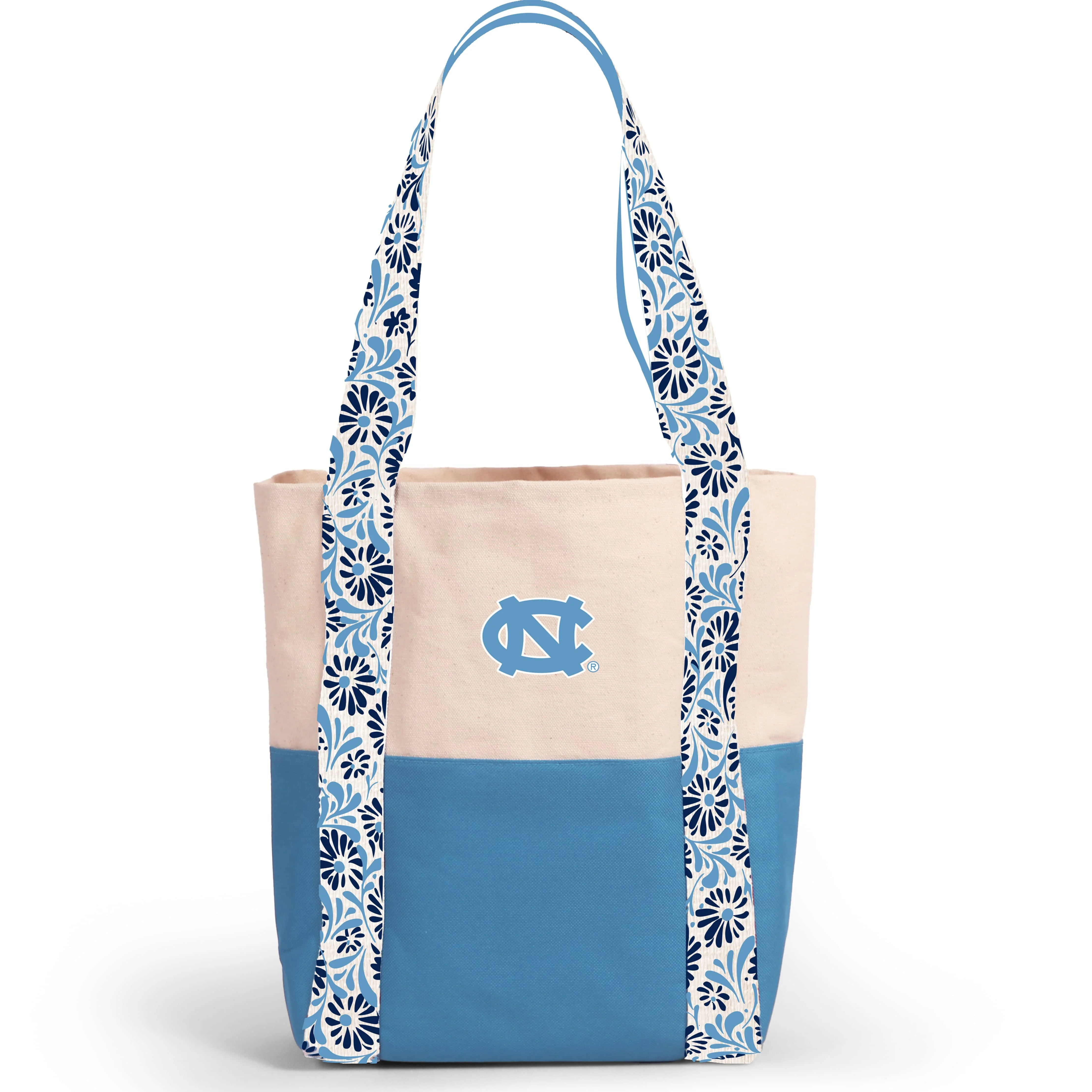 Canvas Mini Tote with Floral Straps – North Carolina Tar Heels