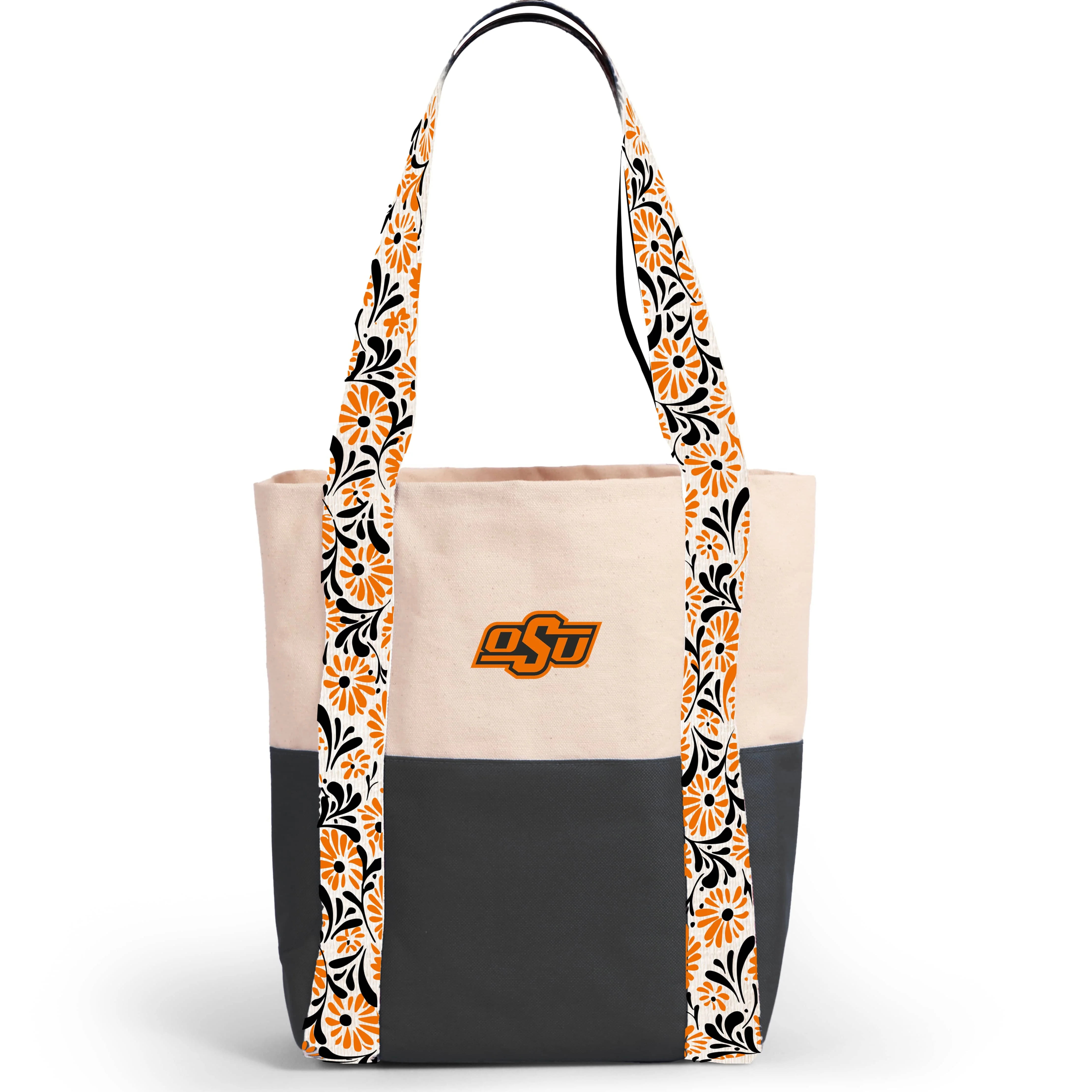 Canvas Mini Tote with Floral Straps – Oklahoma State Cowboys