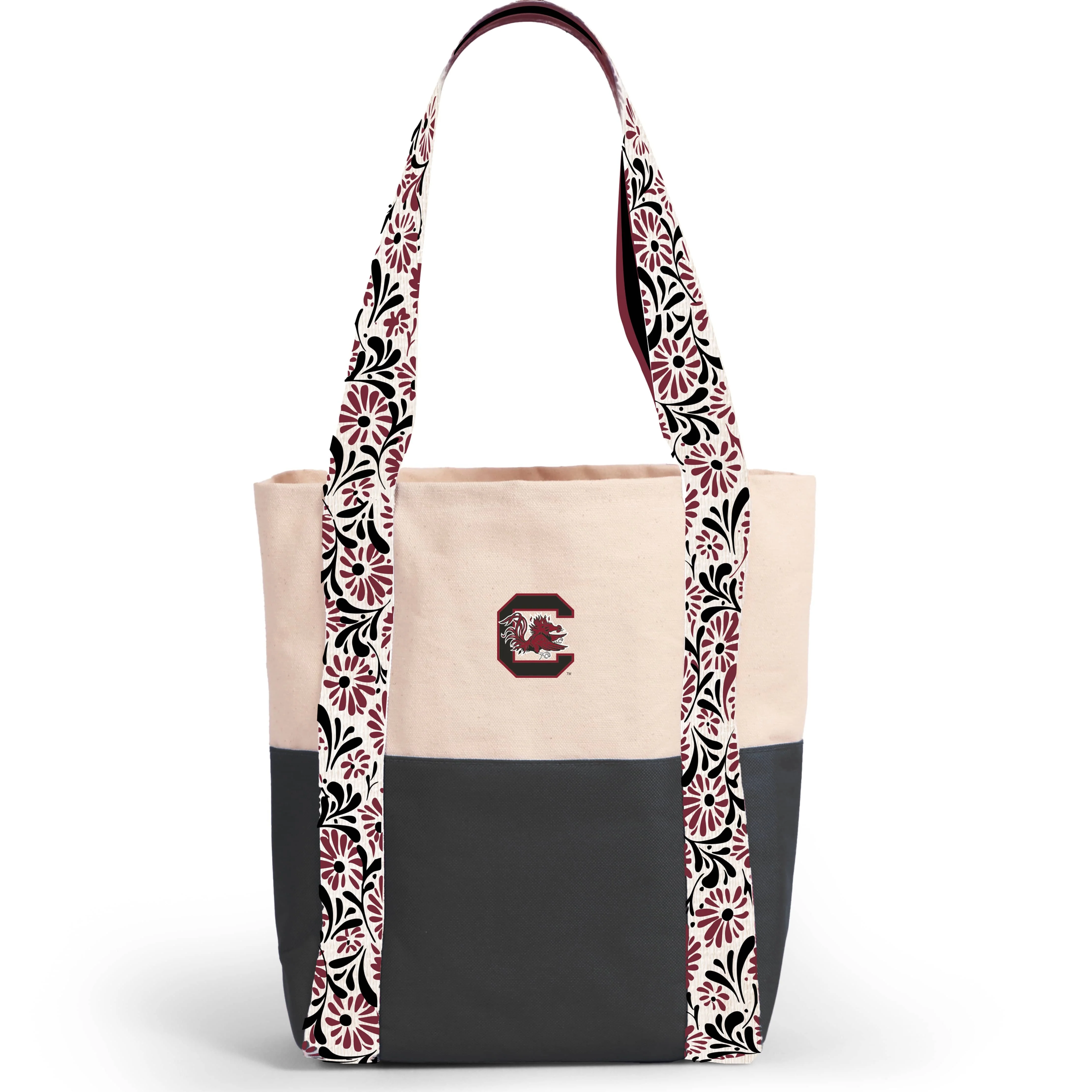 Canvas Mini Tote with Floral Straps – South Carolina Gamecocks
