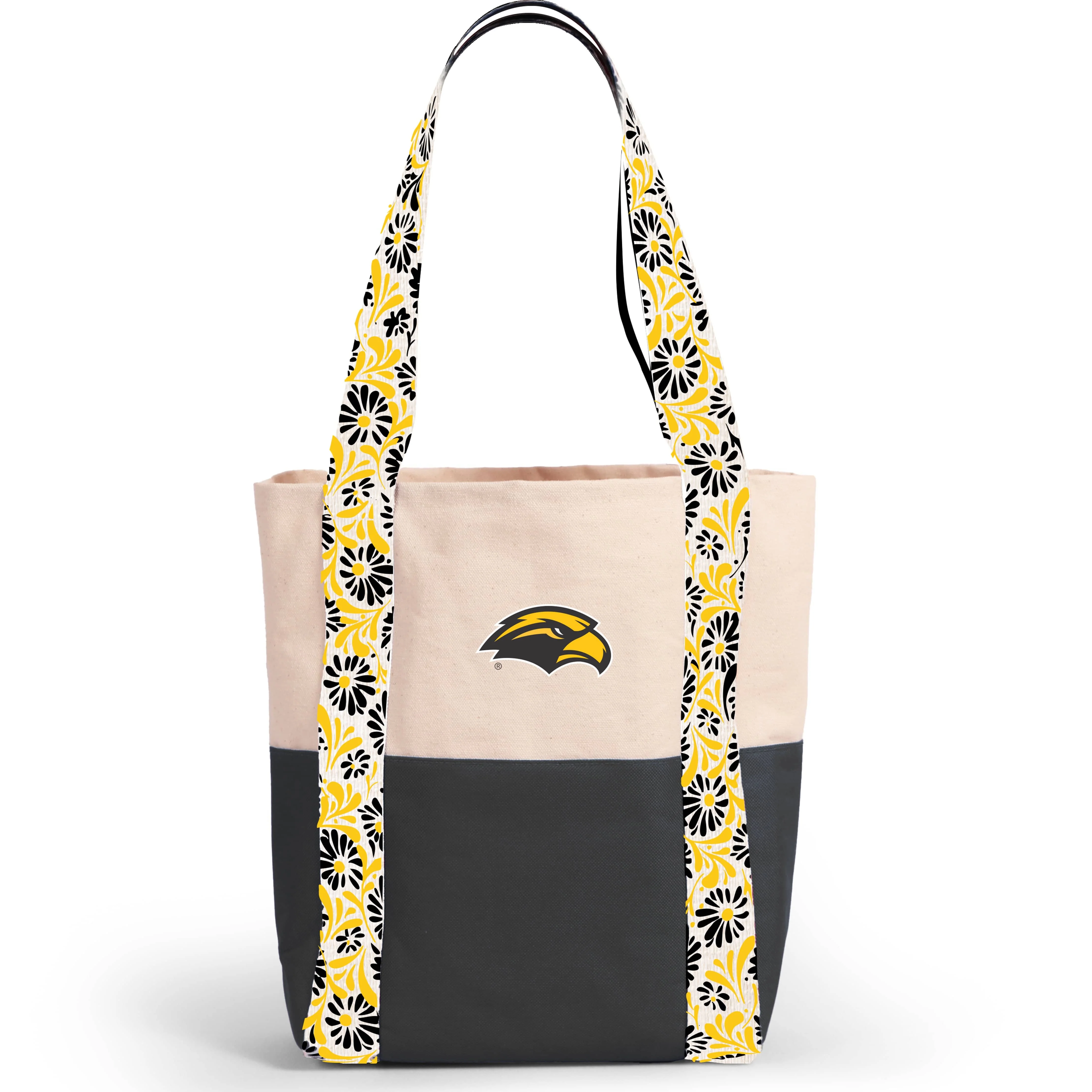 Canvas Mini Tote with Floral Straps – Southern Miss Golden Eagles