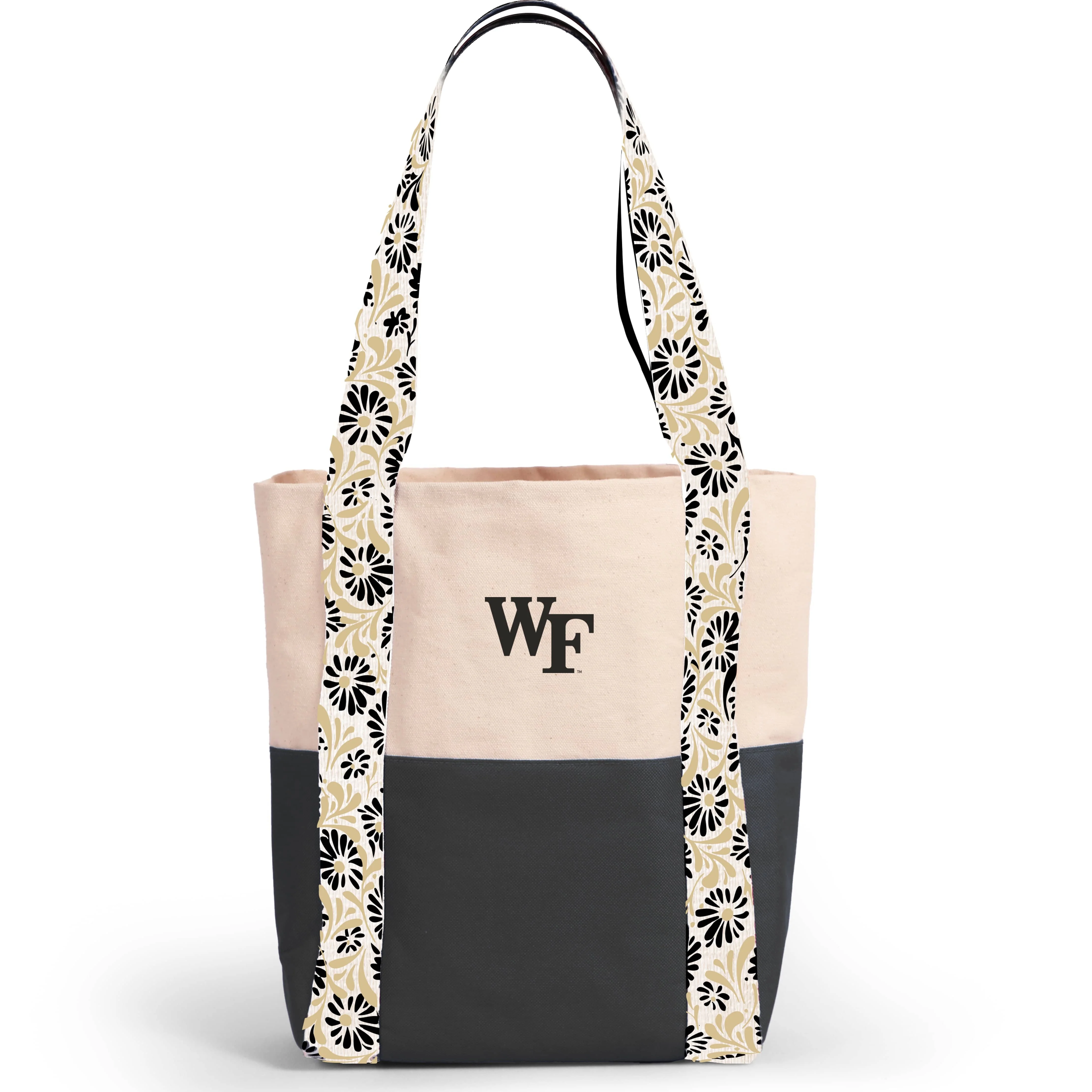 Canvas Mini Tote with Floral Straps – Wake Forest Demon Deacons