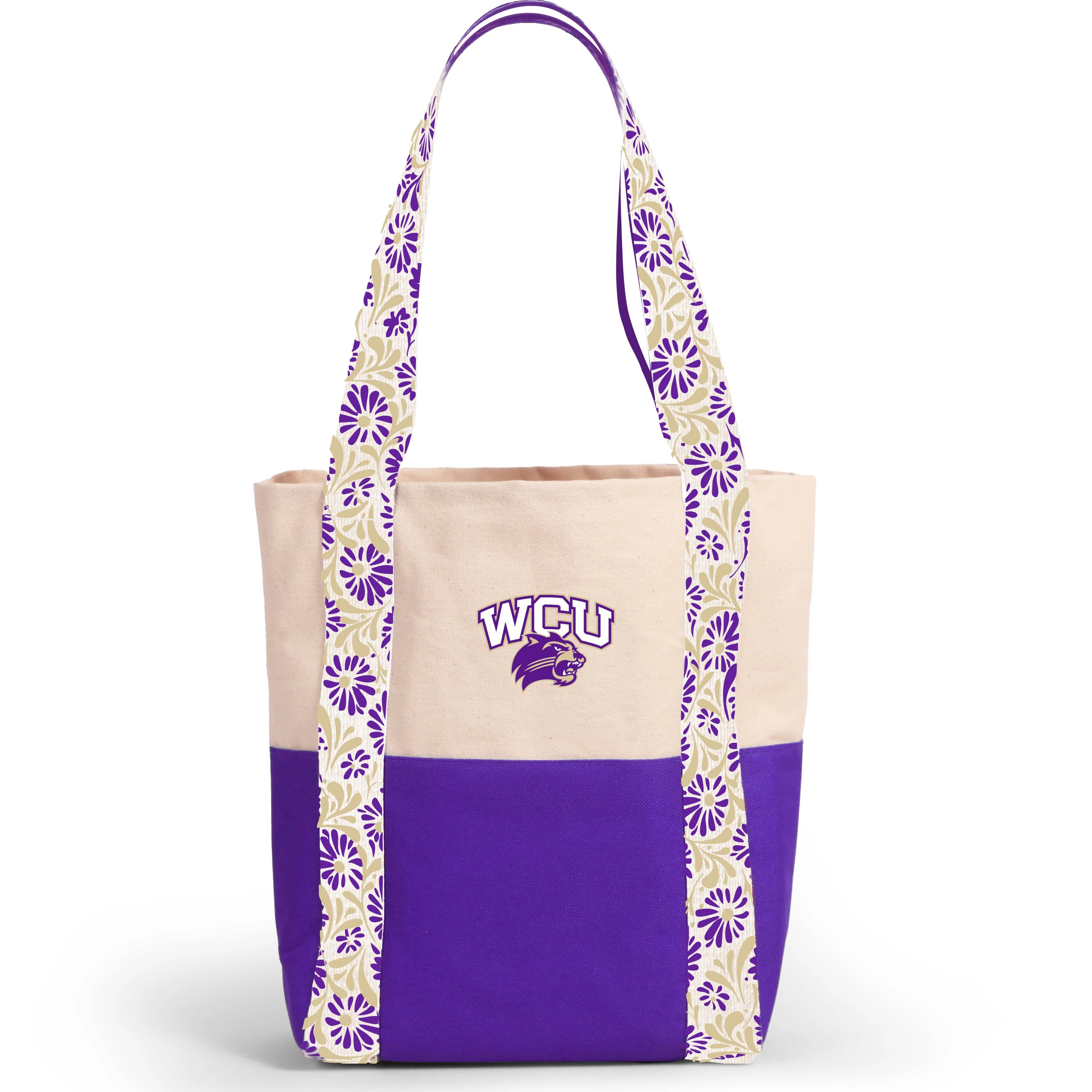 Canvas Mini Tote with Floral Straps – Western Carolina Catamounts