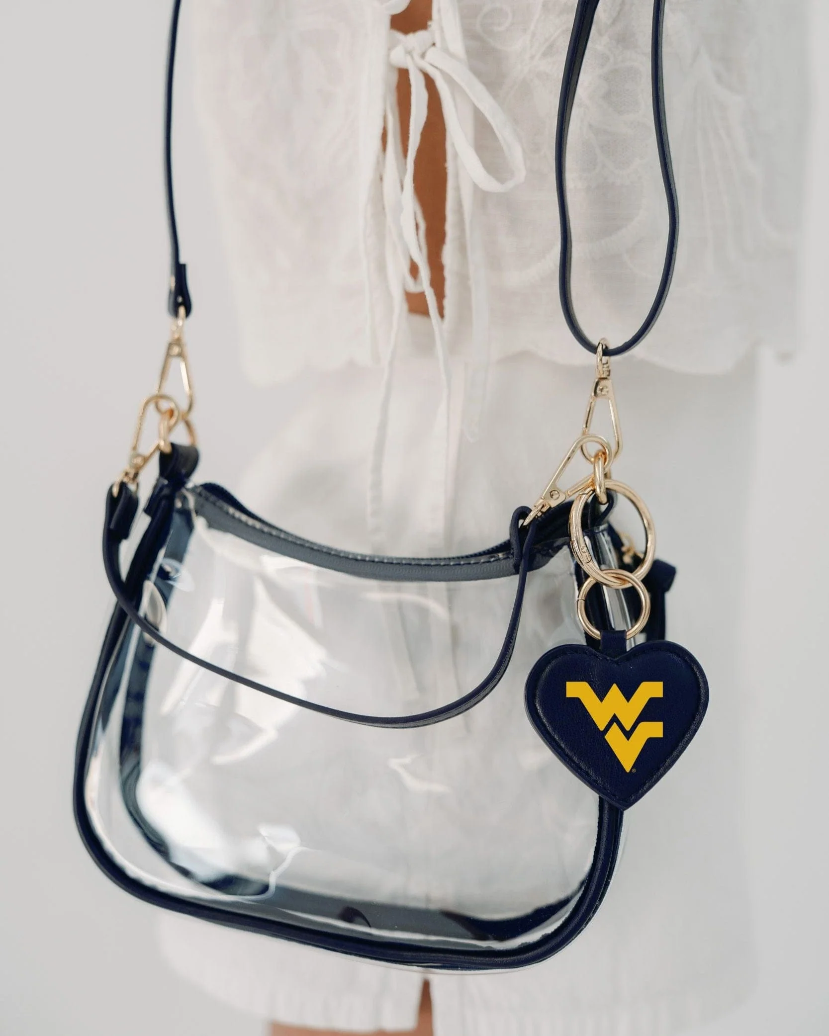 West Virginia Mountaineers Clear Clara Purse with Heart Charm - Image 2