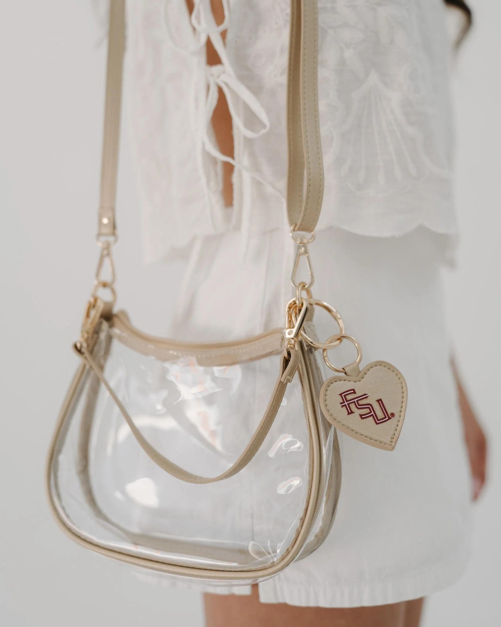 Florida State Seminoles Clear Clara Purse with Heart Charm - Image 3