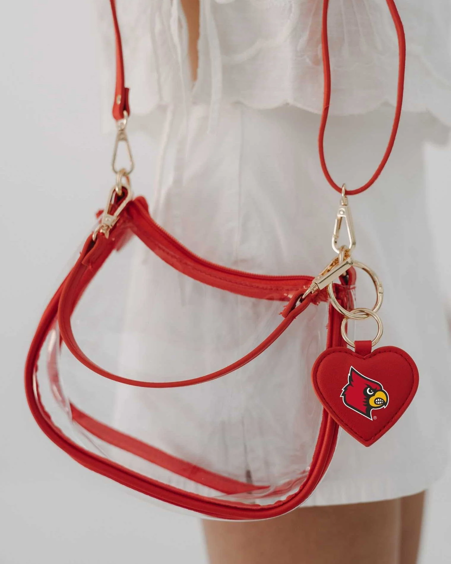 Louisville Cardinals Clear Clara Purse with Heart Charm - Image 2