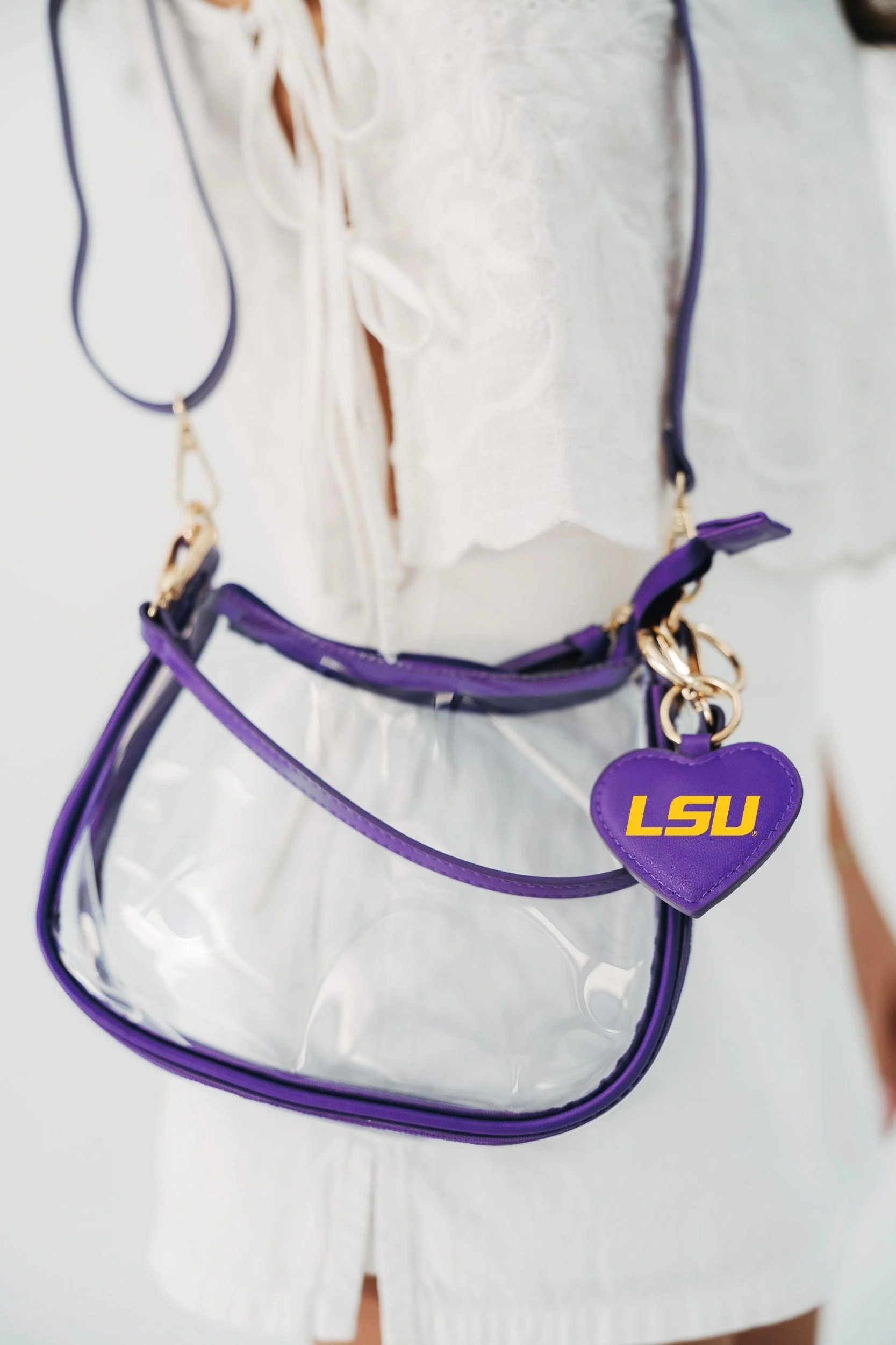 LSU Tigers Clear Clara Purse with Heart Charm - Image 2