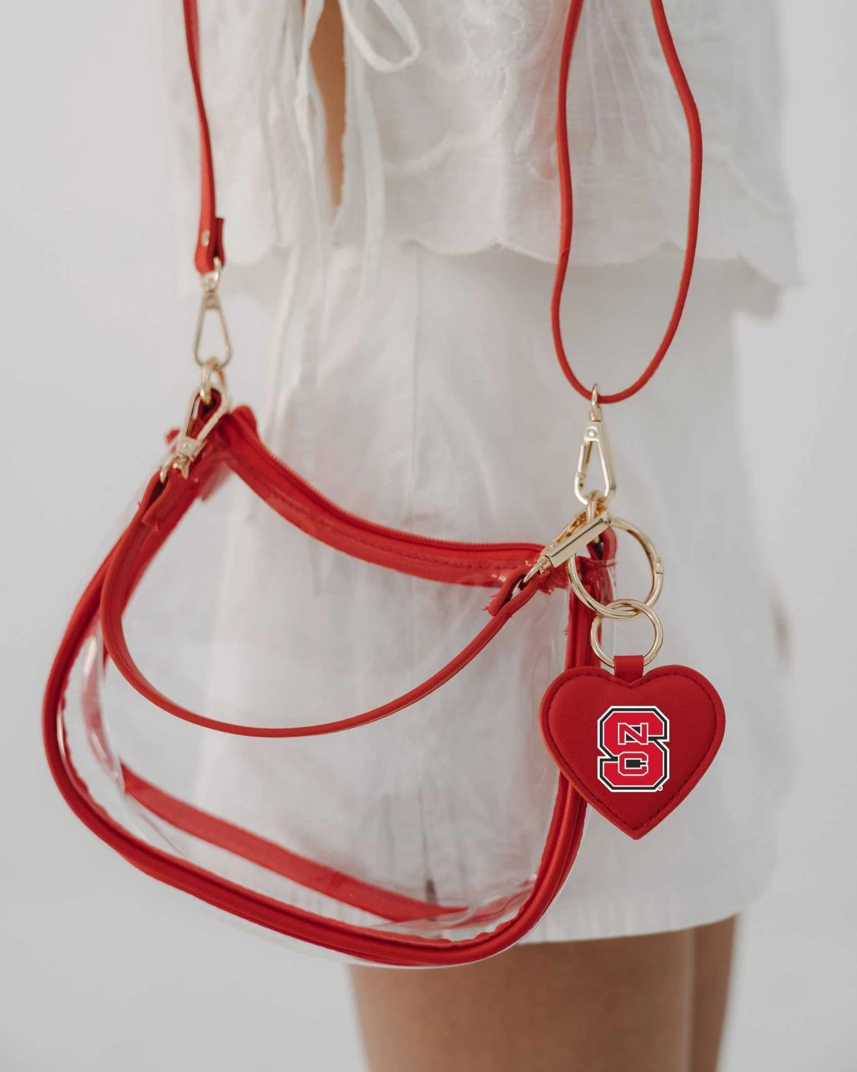 NC State Wolfpack Clear Clara Purse with Heart Charm - Image 2