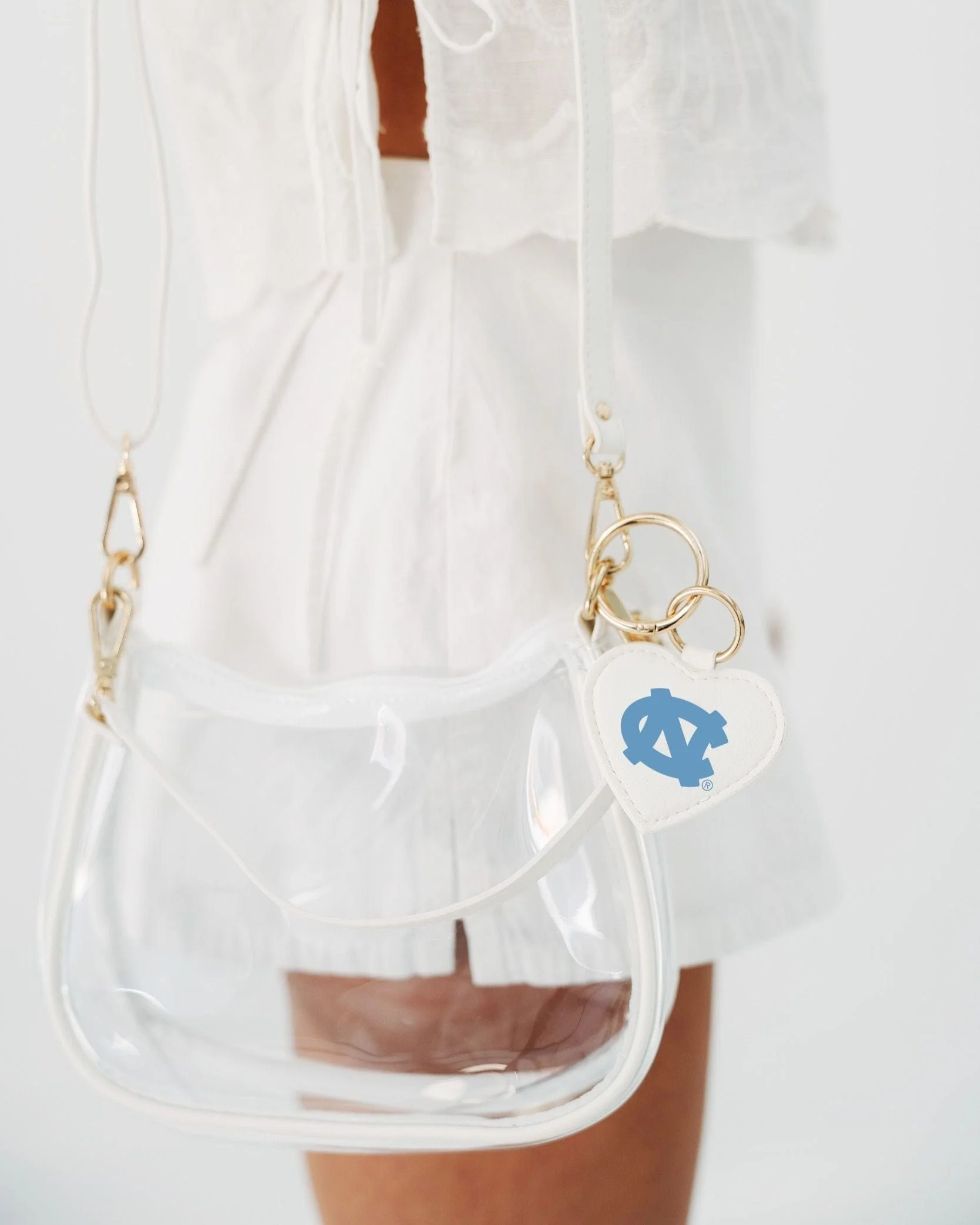 North Carolina Tar Heels Clear Clara Purse with Heart Charm - Image 2