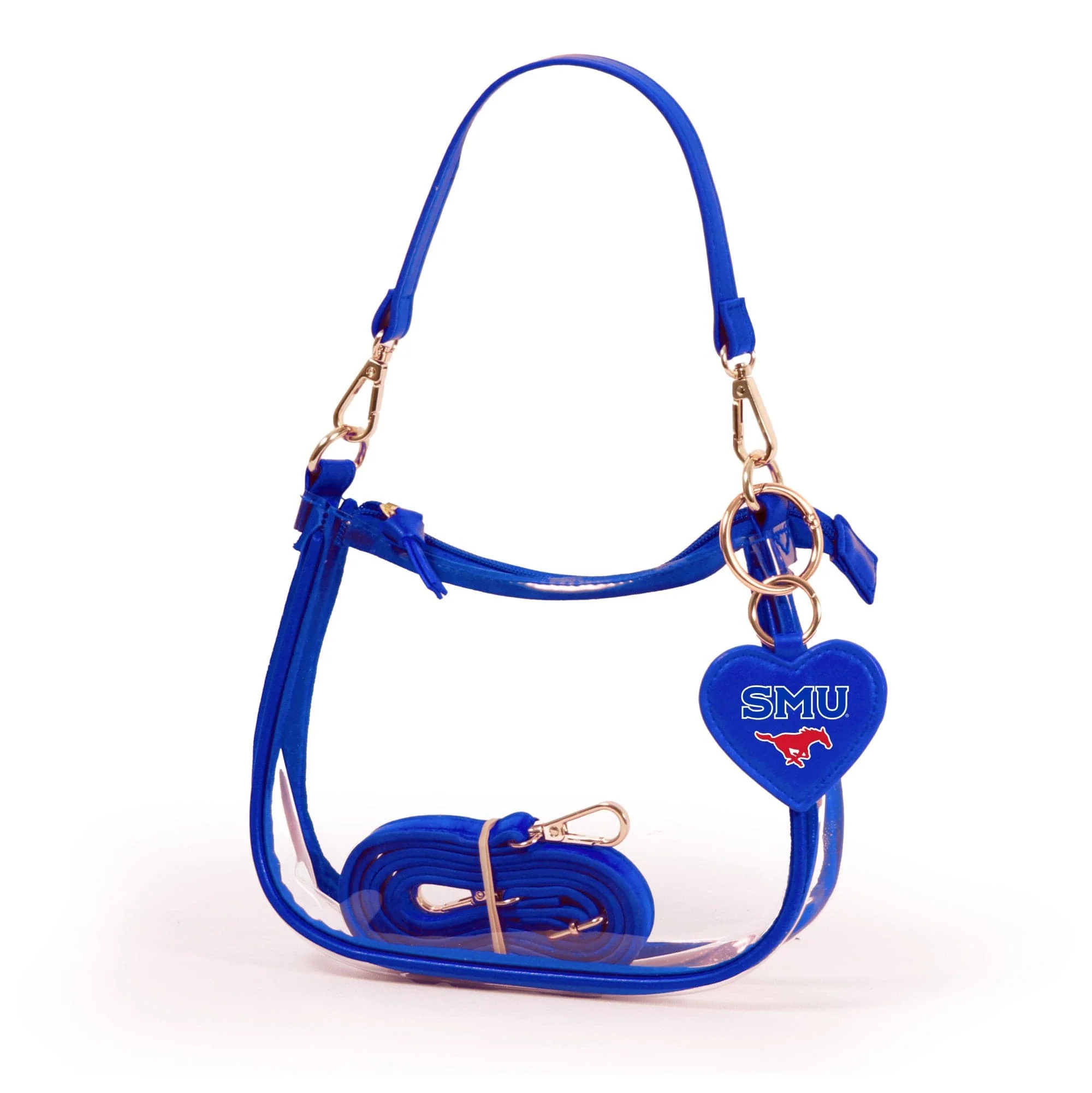 SMU Mustangs Clear Clara Purse with Heart Charm