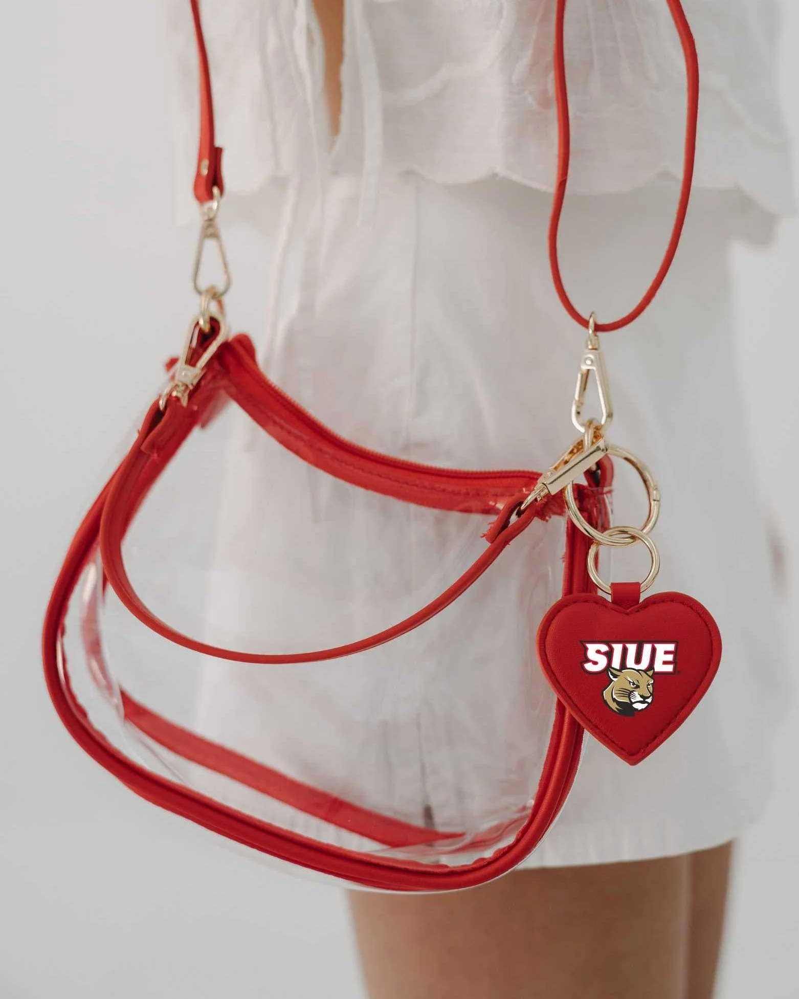 Southern Illinois Edwardsville Cougars Clear Clara Purse with Heart Charm - Image 2