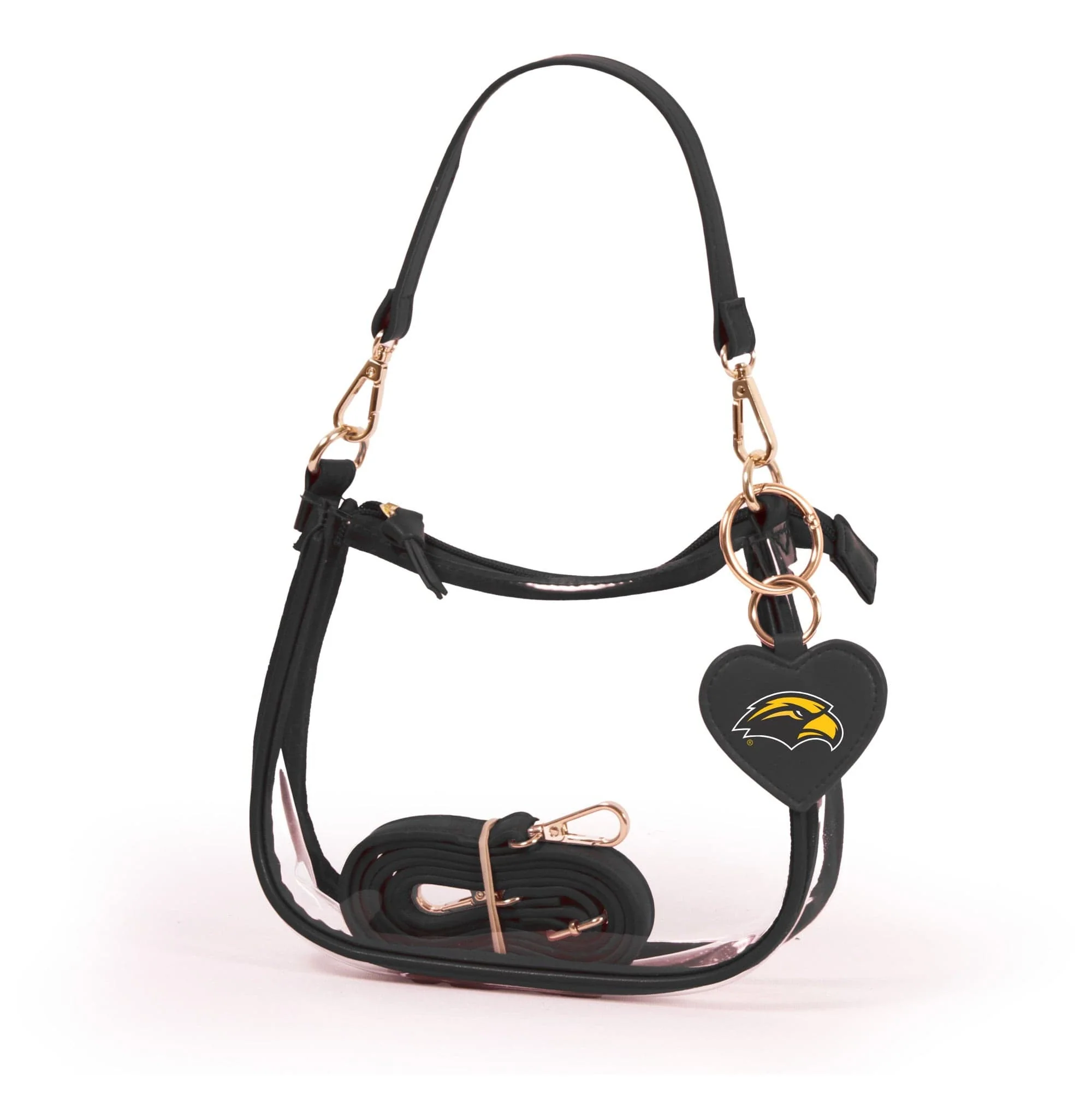 Southern Miss Golden Eagles Clear Clara Purse with Heart Charm