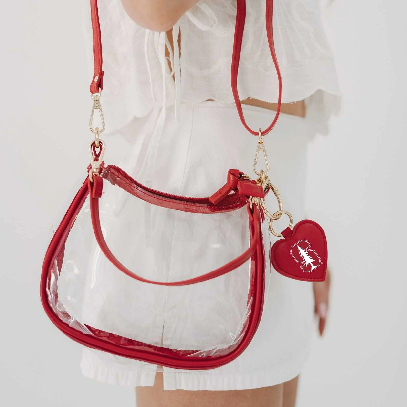Stanford Cardinal Clear Clara Purse with Heart Charm - Image 2