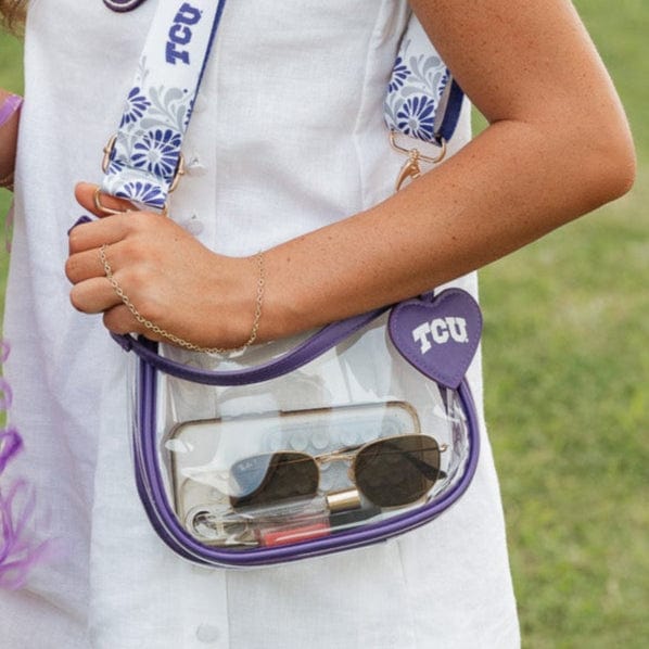 TCU Horned Frogs Clear Clara Purse with Heart Charm - Image 3