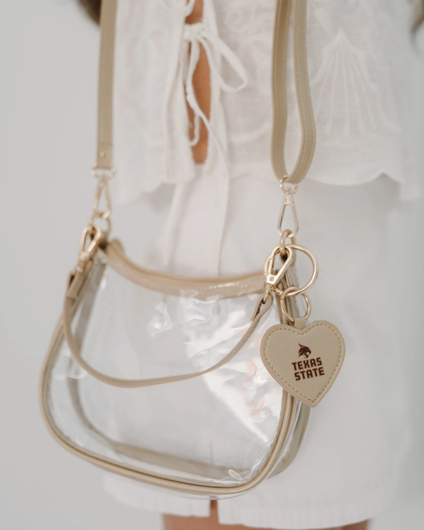 Texas State Bobcats Clear Clara Purse with Heart Charm - Image 3