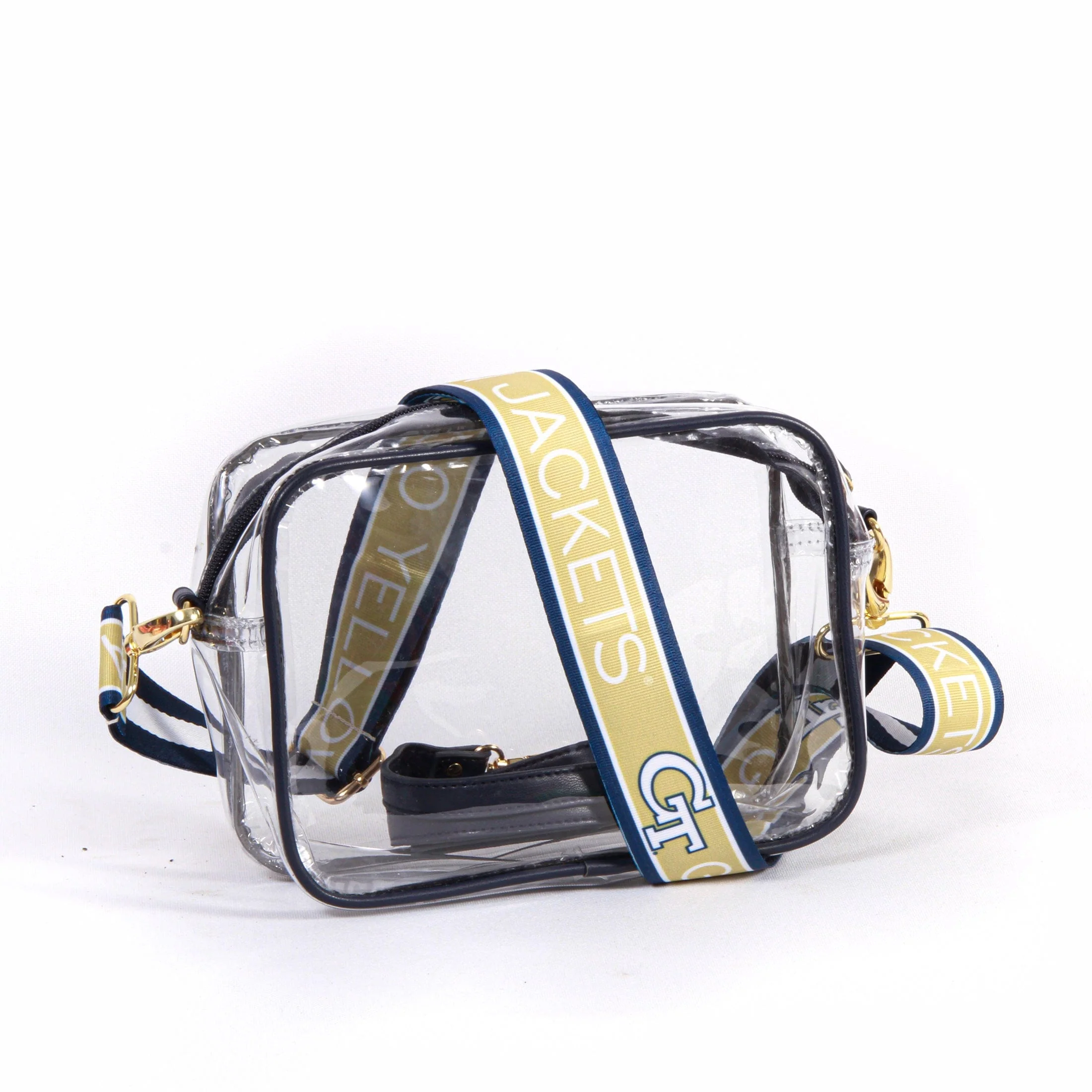 Bridget Clear Purse with Patterned Shoulder Straps - Georgia Tech