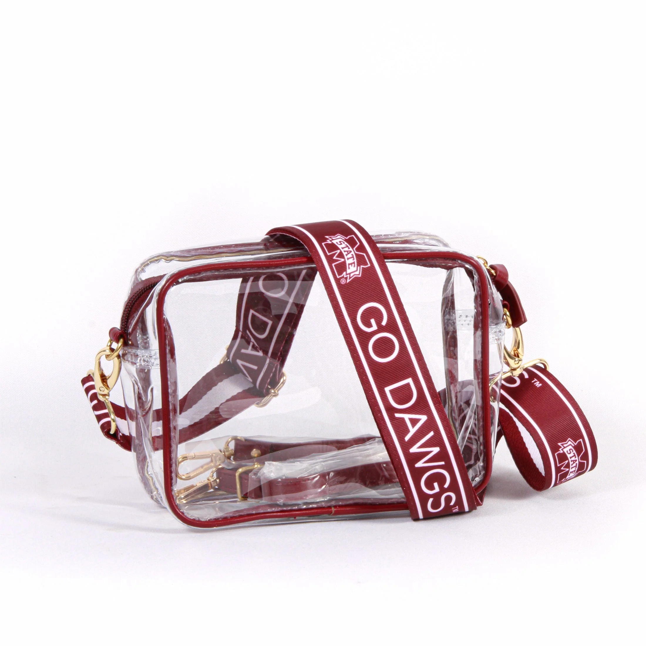 Bridget Clear Purse with Patterned Shoulder Straps - Mississippi State