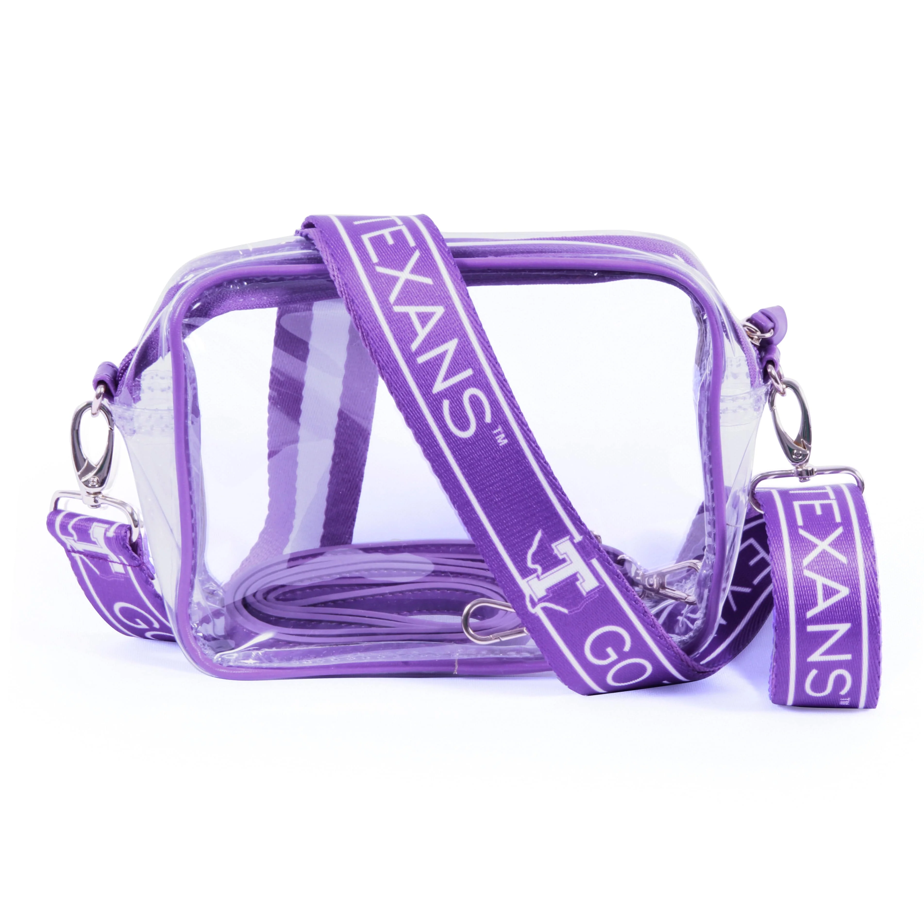 Bridget Clear Purse with Patterned Shoulder Straps - Tarleton State