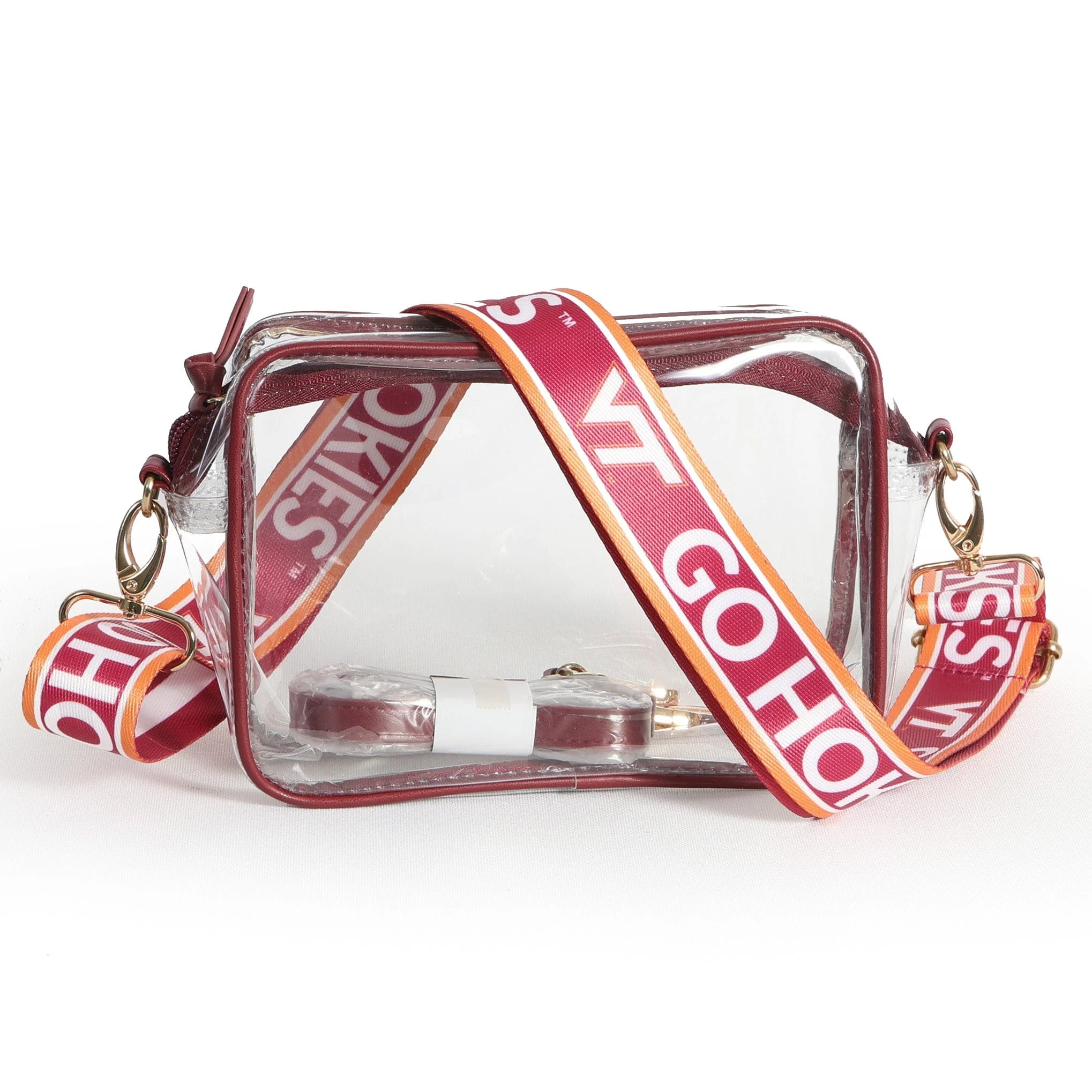 Bridget Clear Purse with Patterned Shoulder Straps - Virginia Tech