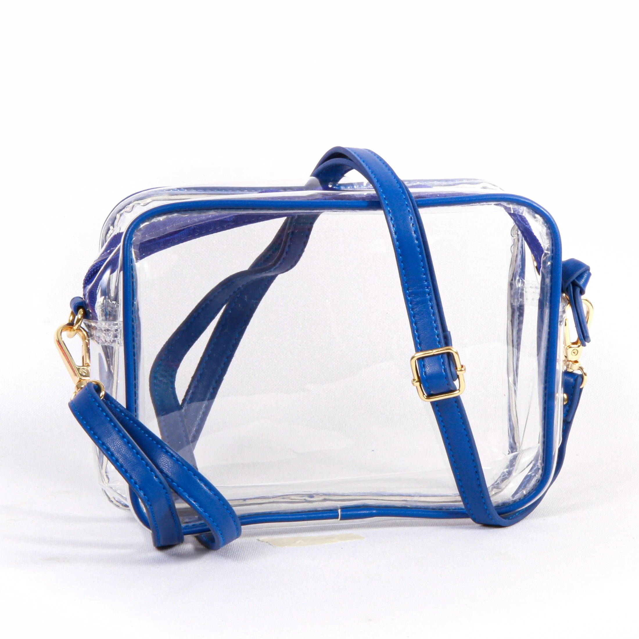 Bridget Clear Purse with Vegan Leather Trim and Straps - Royal - Image 3
