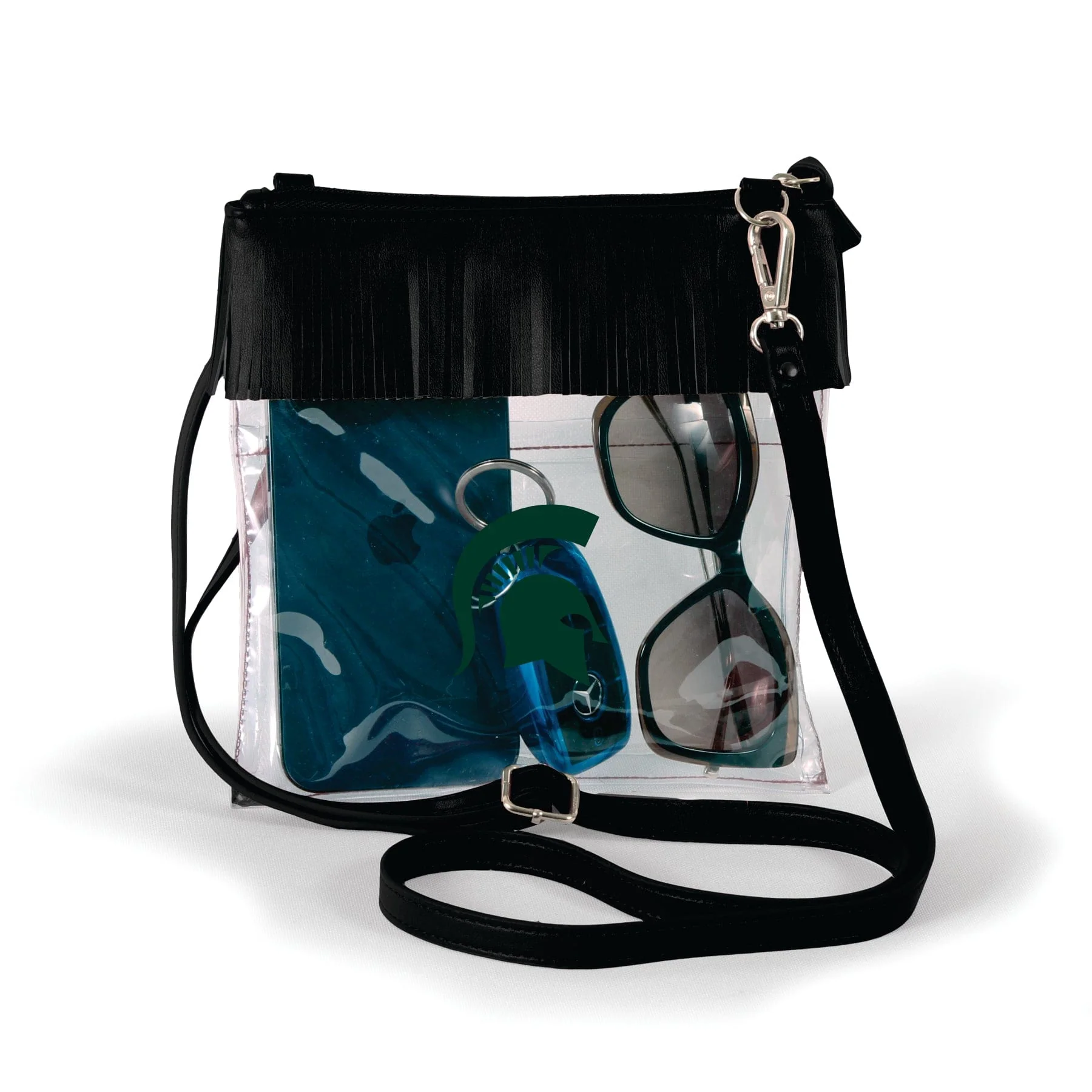 Michigan State Clear crossbody with fringe by Desden