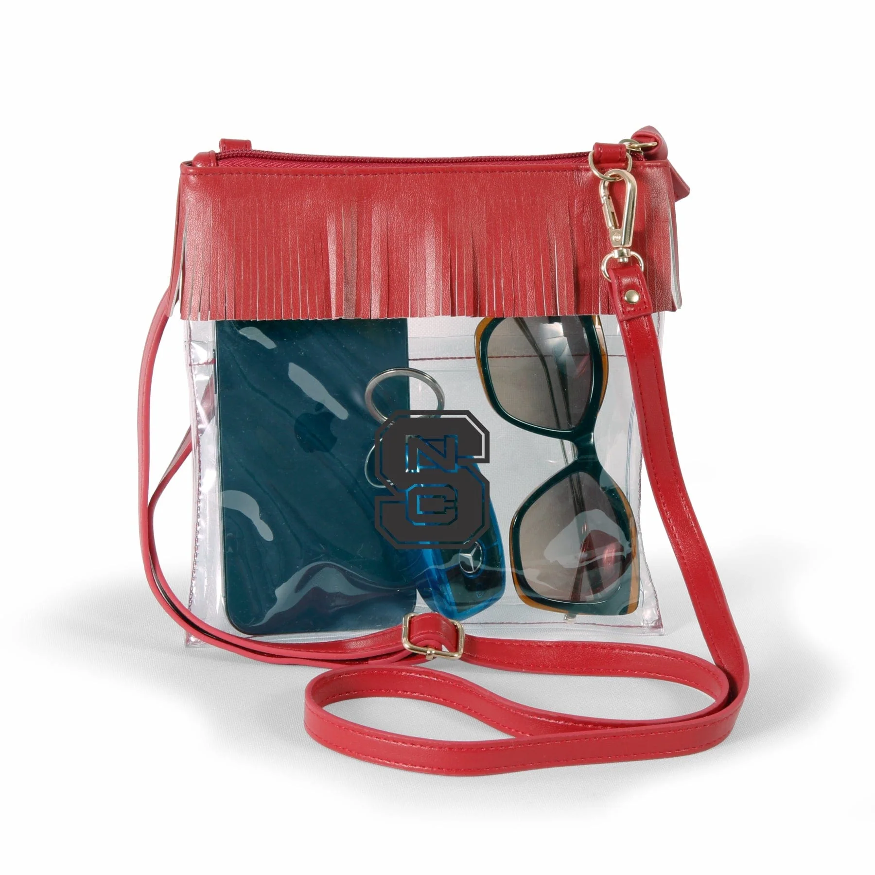 North Carolina State Clear crossbody with fringe by Desden