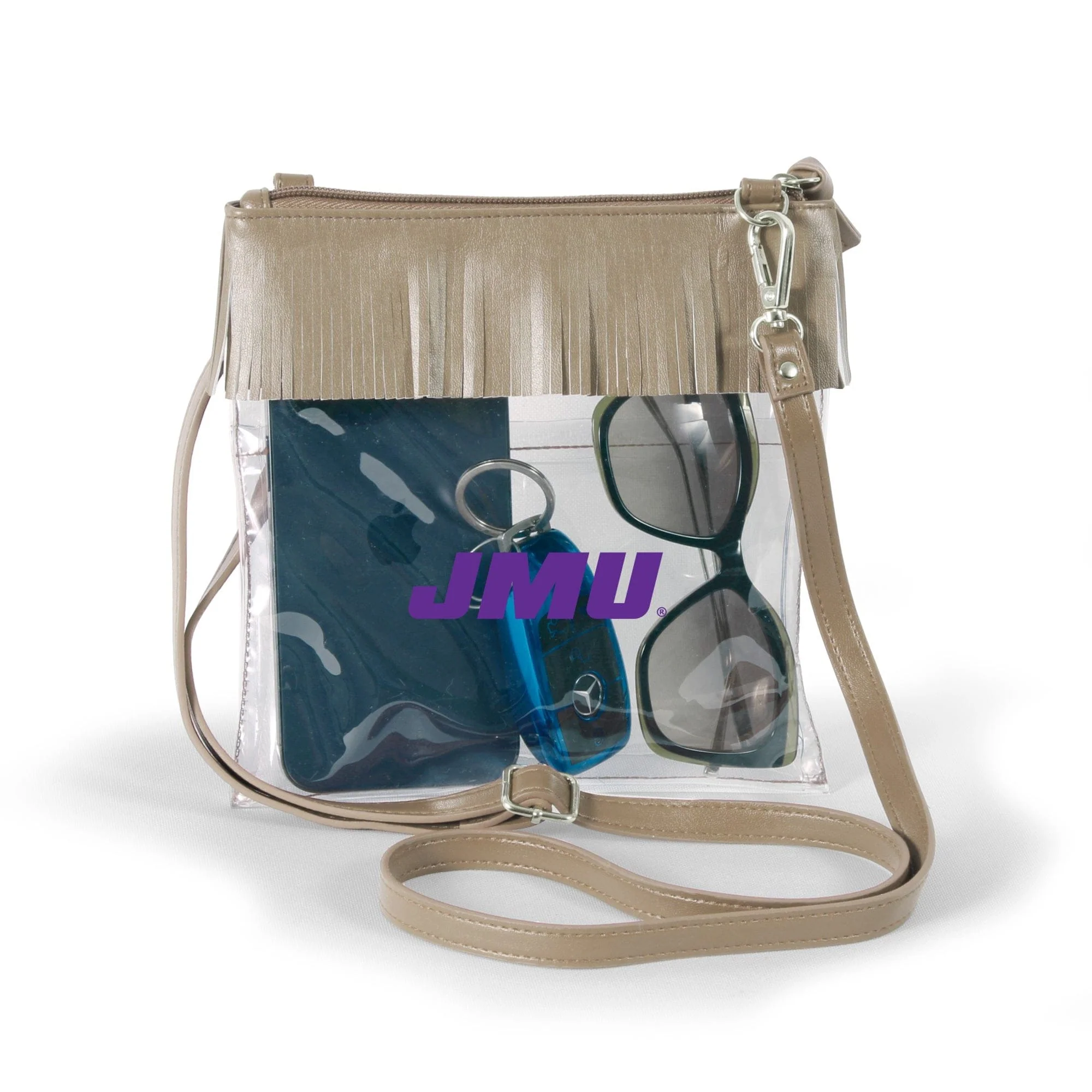 James Madison Clear crossbody with fringe in Gold by Desden